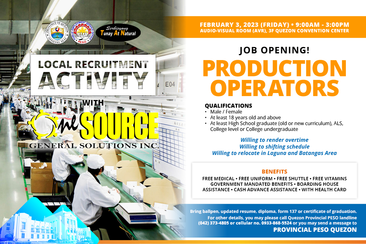 Job Opening! Production Operators