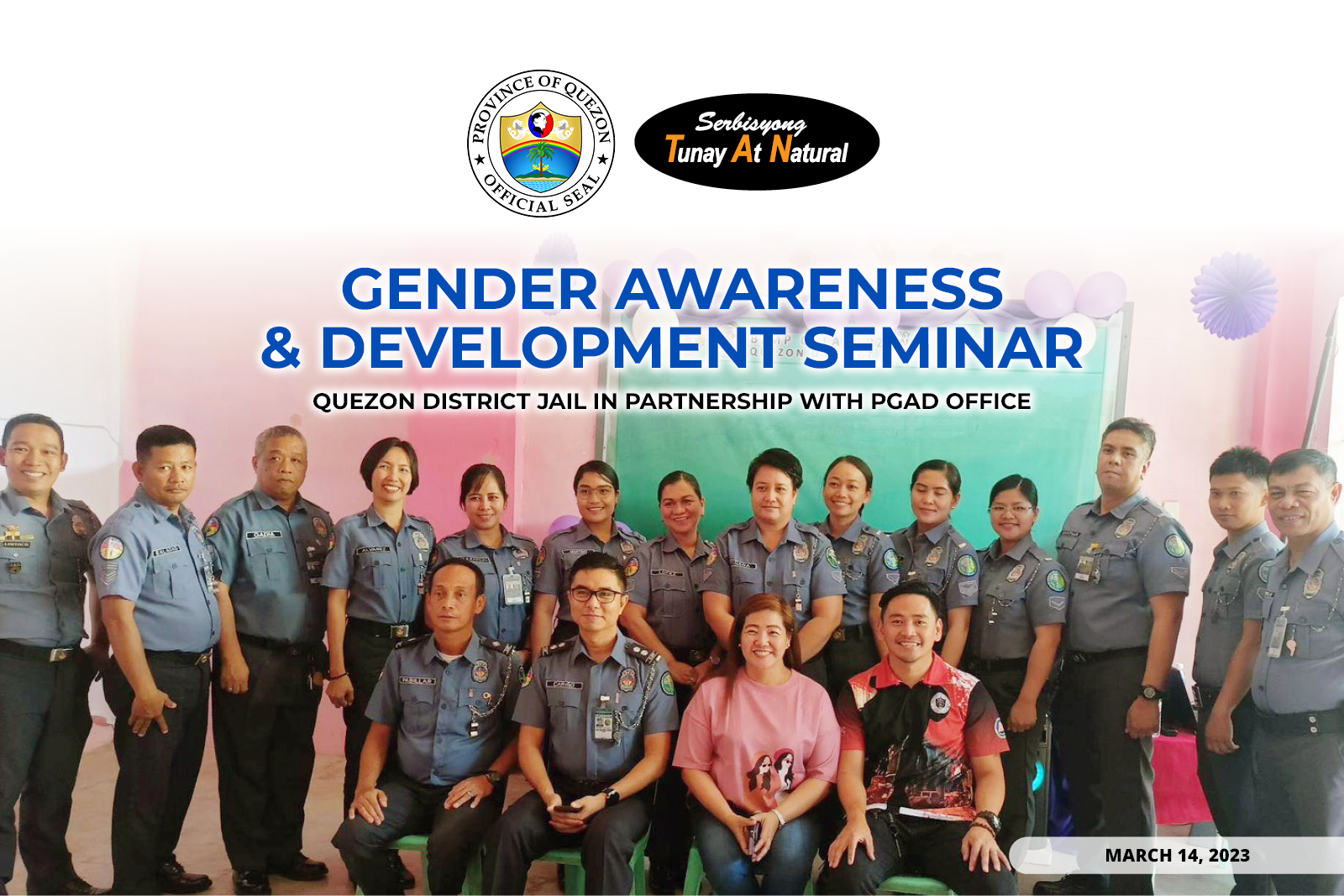 Gender Awareness & Development Seminar – Quezon District Jail in Partnership with PGAD Office | March 14, 2023