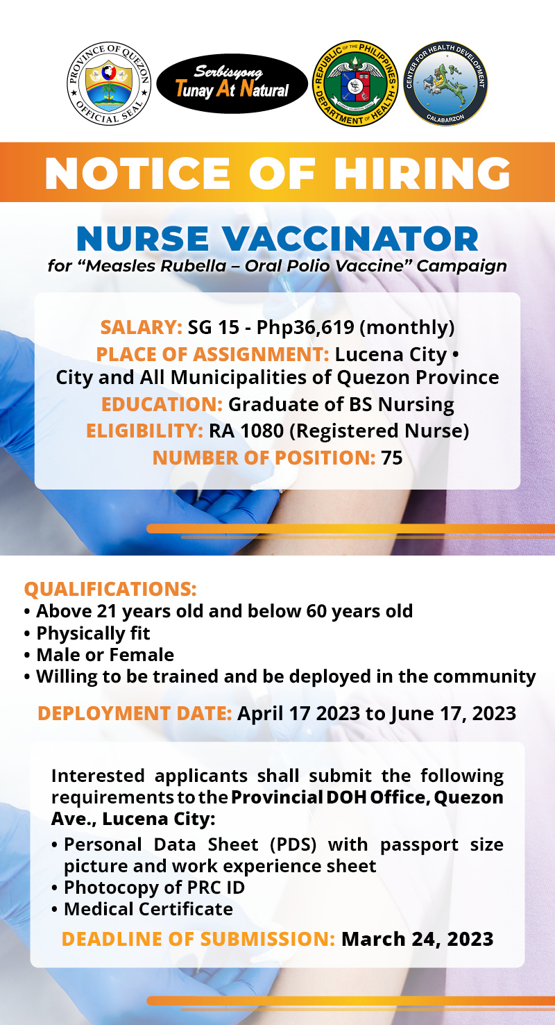 Notice of Hiring – Nurse Vaccinator