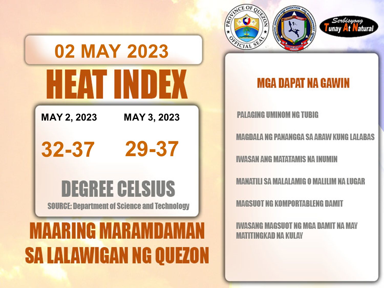 Heat Index na Maaaring Maramdaman sa Lalawigan ng Quezon | May 02, 2023