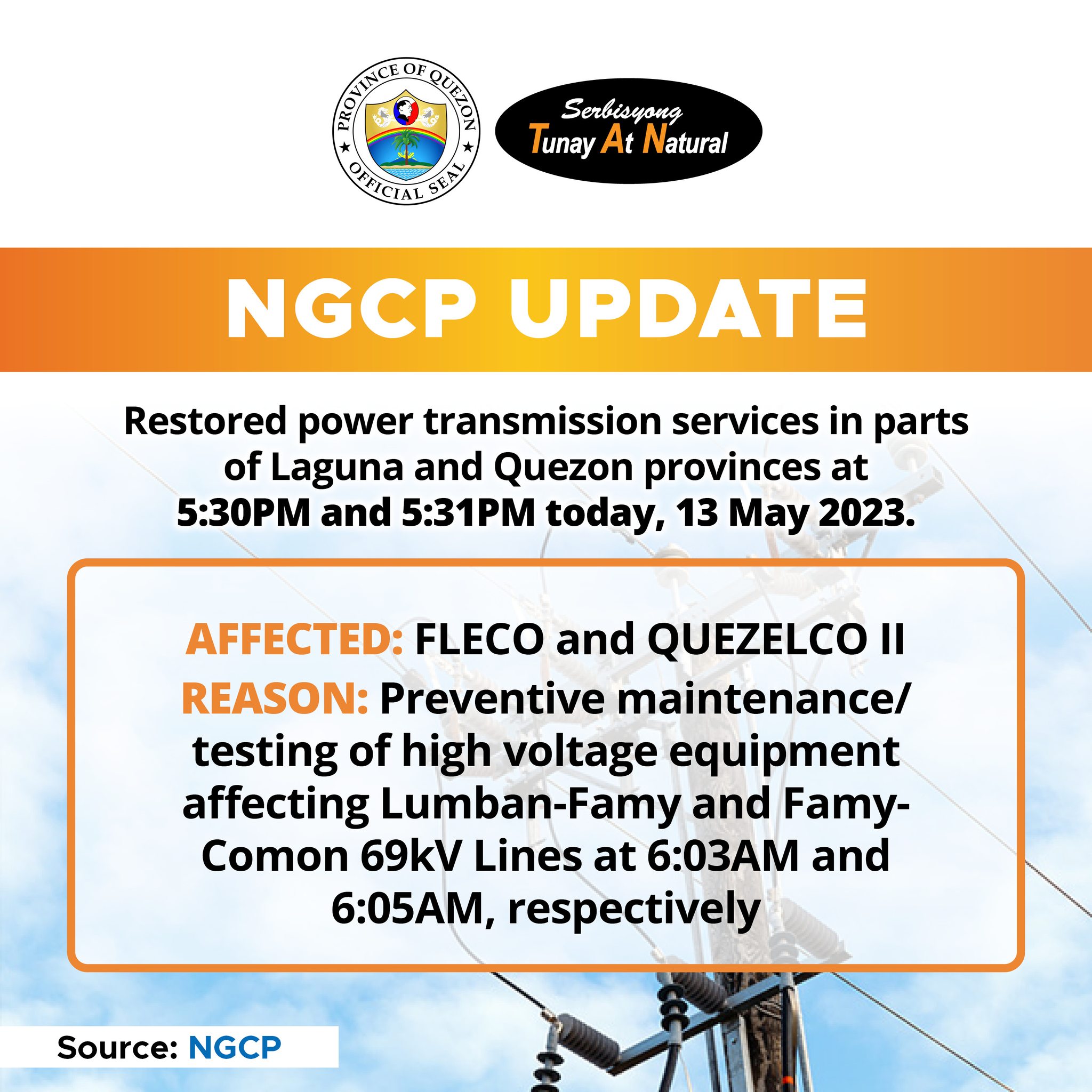 NGCP Update | 5:31PM – May 13 2023