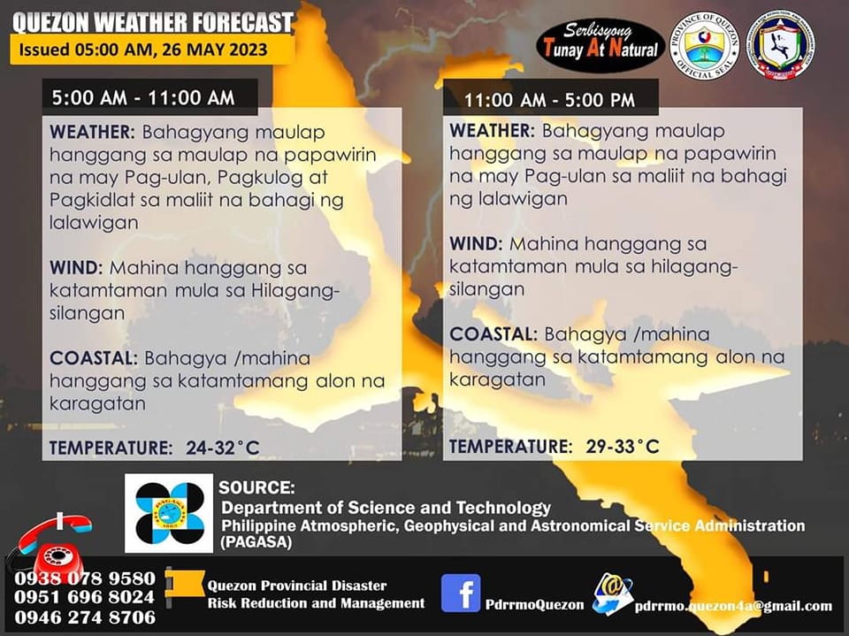 Quezon Weather Forecast | May 26, 2023 – 5:00am