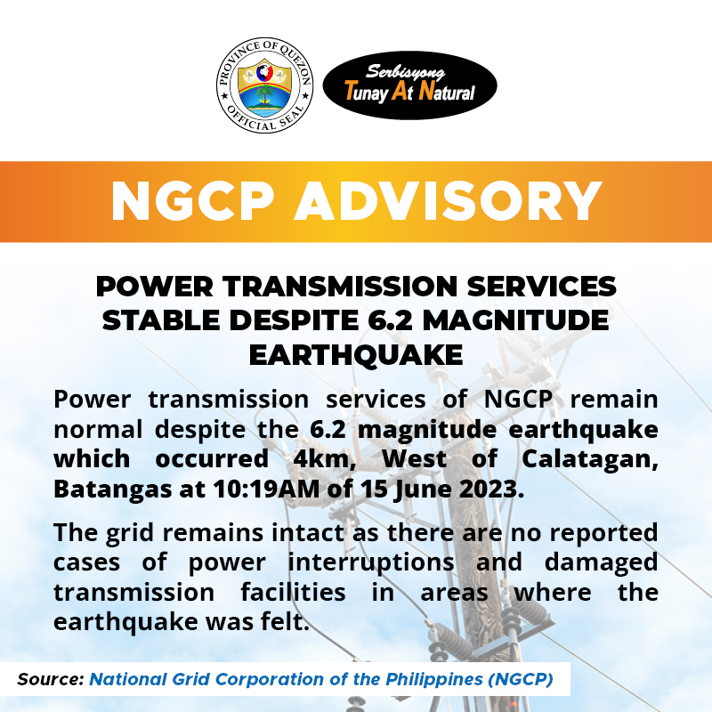 NGCP Advisory | 10:19am – June 15, 2023