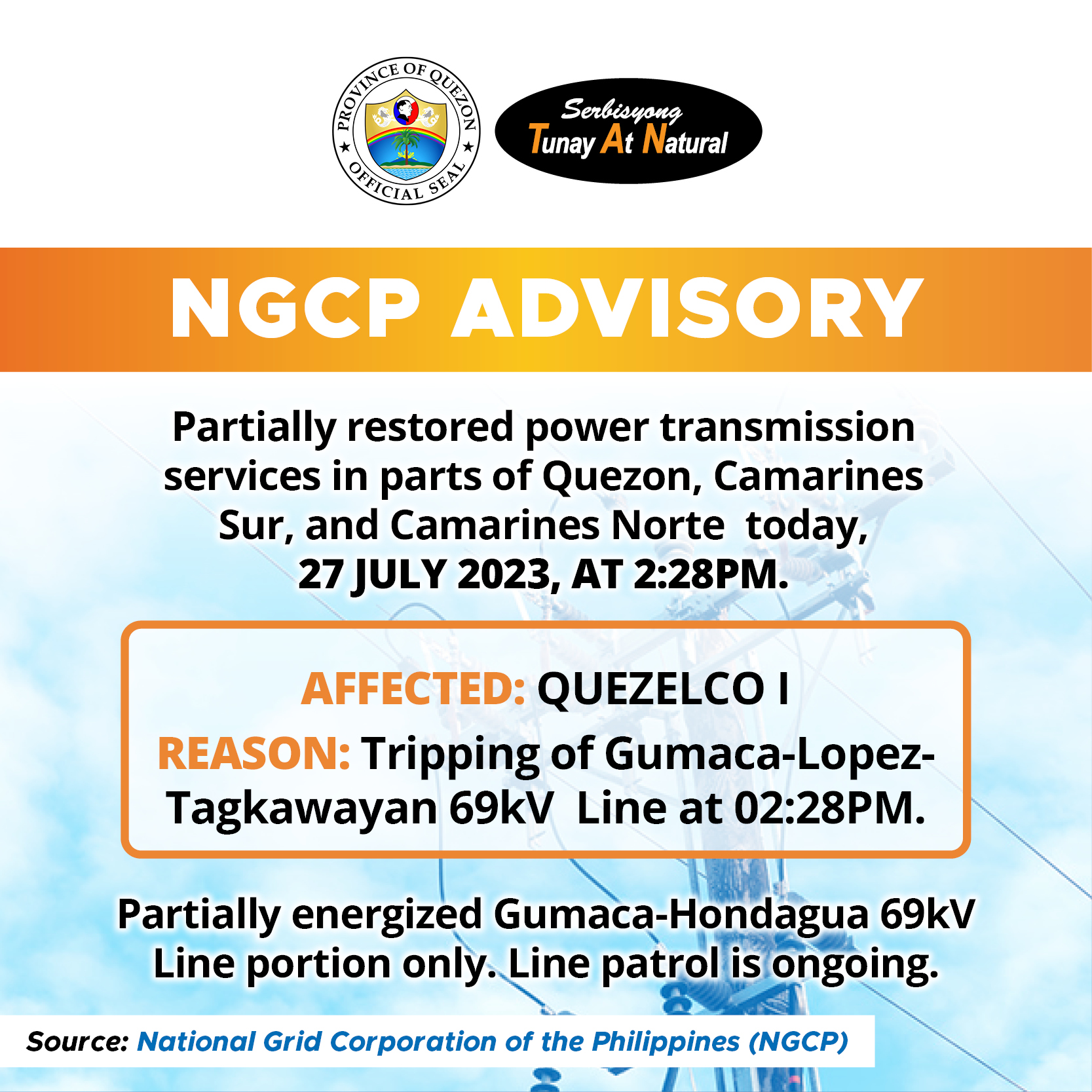 NGCP Advisory | July 27, 2023