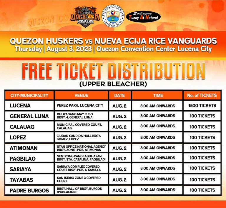 Quezon Huskers vs. Nueva Ecija Rice Vanguards – Quezon Convention Center, Lucena City | August 3, 2023