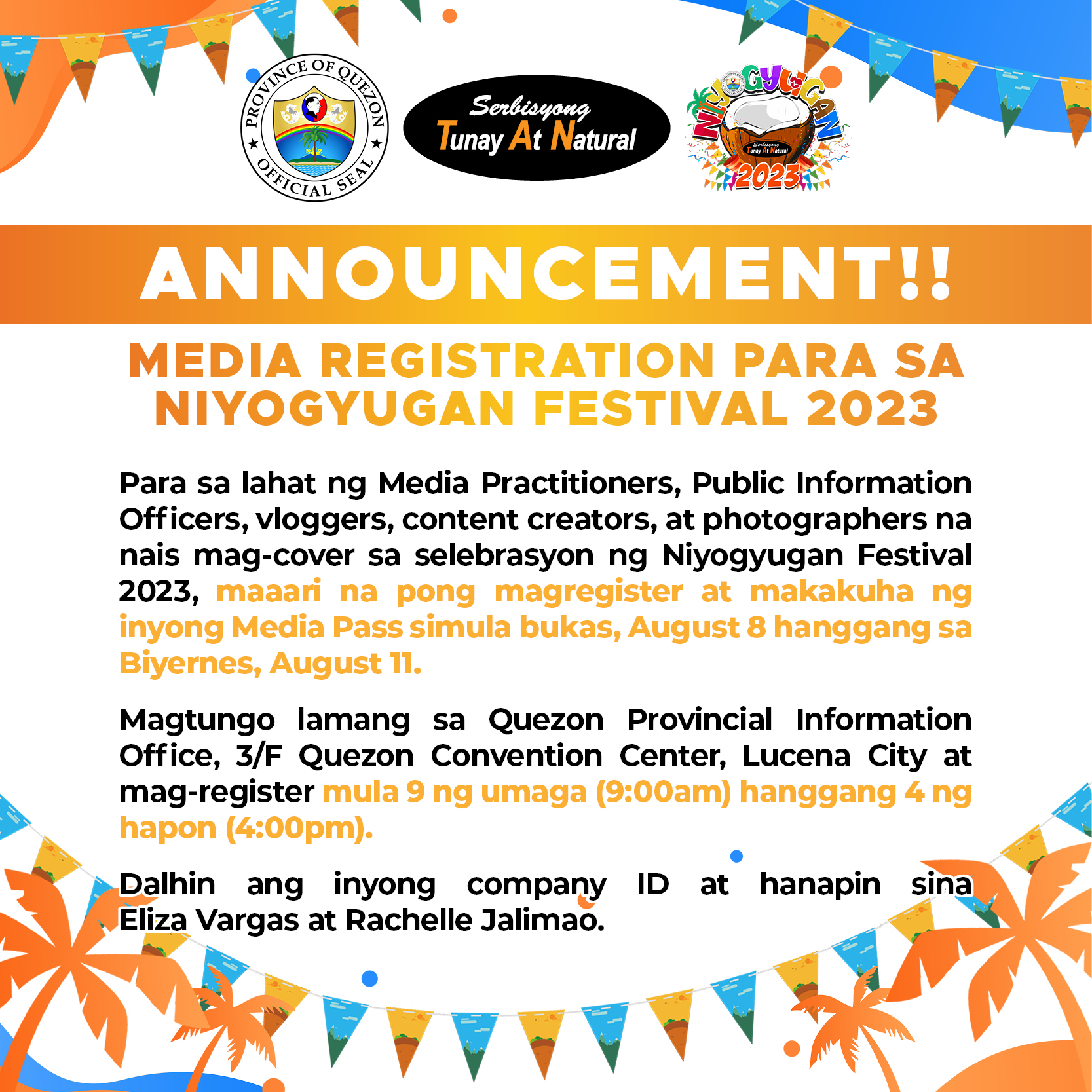 Media Registration para sa Niyogyugan Festival 2023