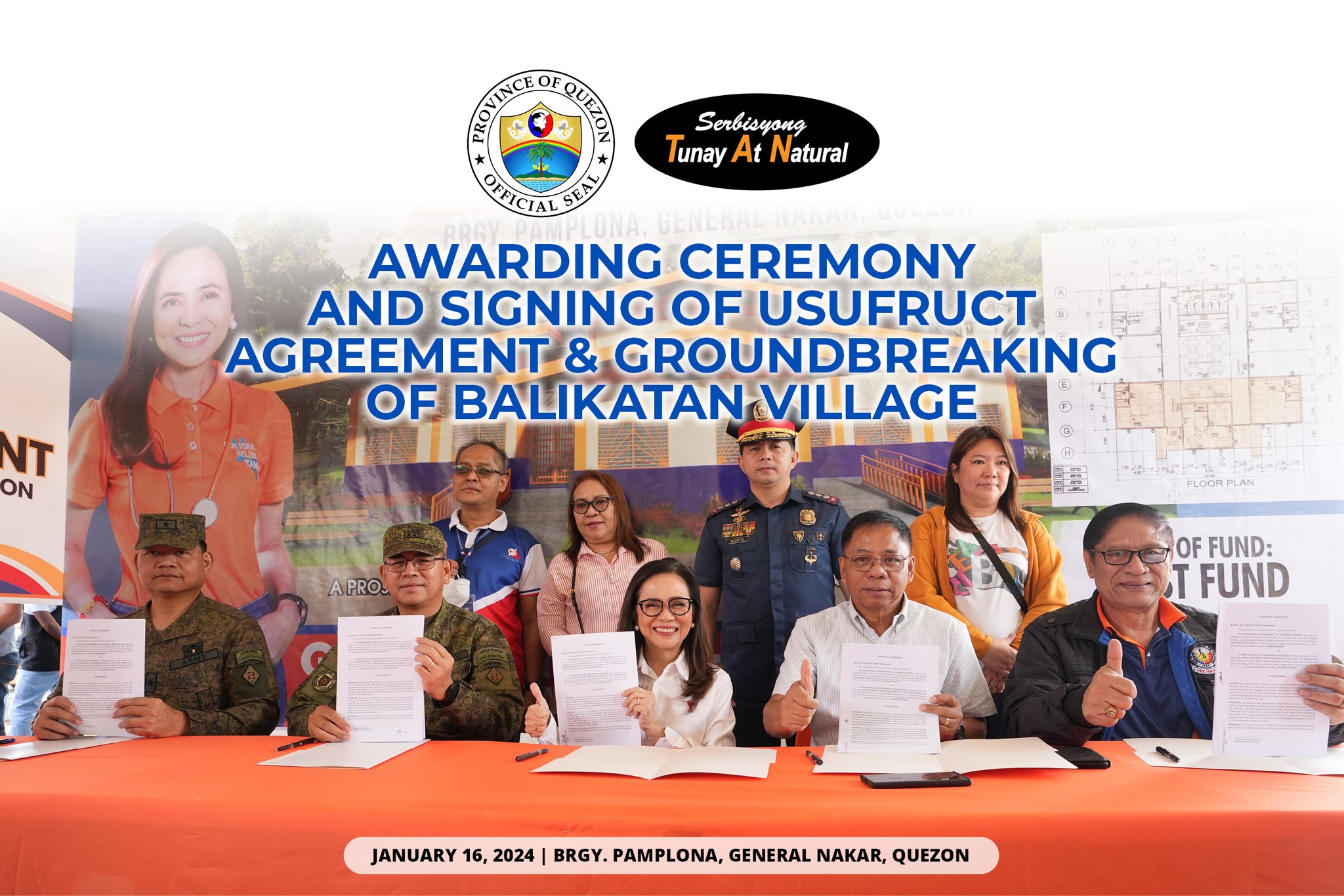 Awarding Ceremony and Signing of USUFRUCT Agreement & Groundbreaking of BALIKATAN Village | January 16, 2024