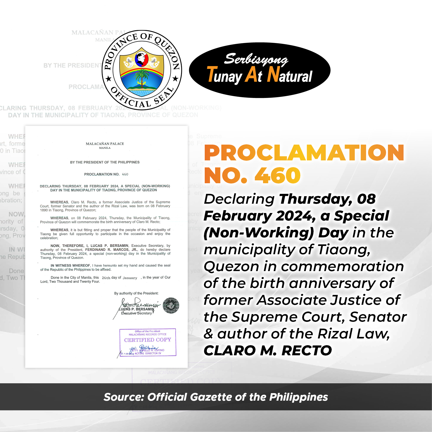 Proclamation No. 460