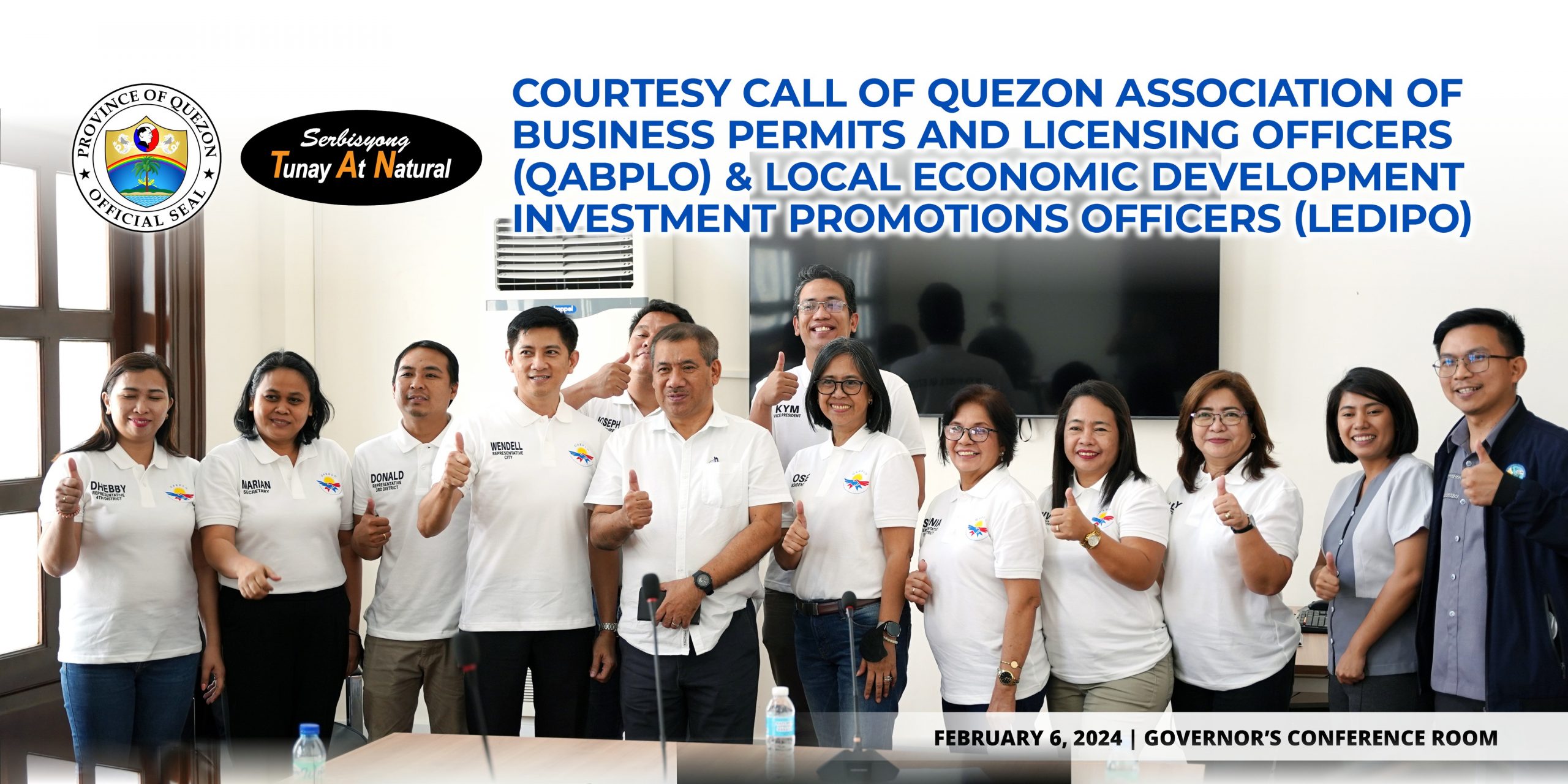 Courtesy Call of Quezon Association Business Permits and Licensing Officers (QABPLO) & Local Economic Development Investment Promotions Officers (LEDIPO) | February 06, 2024