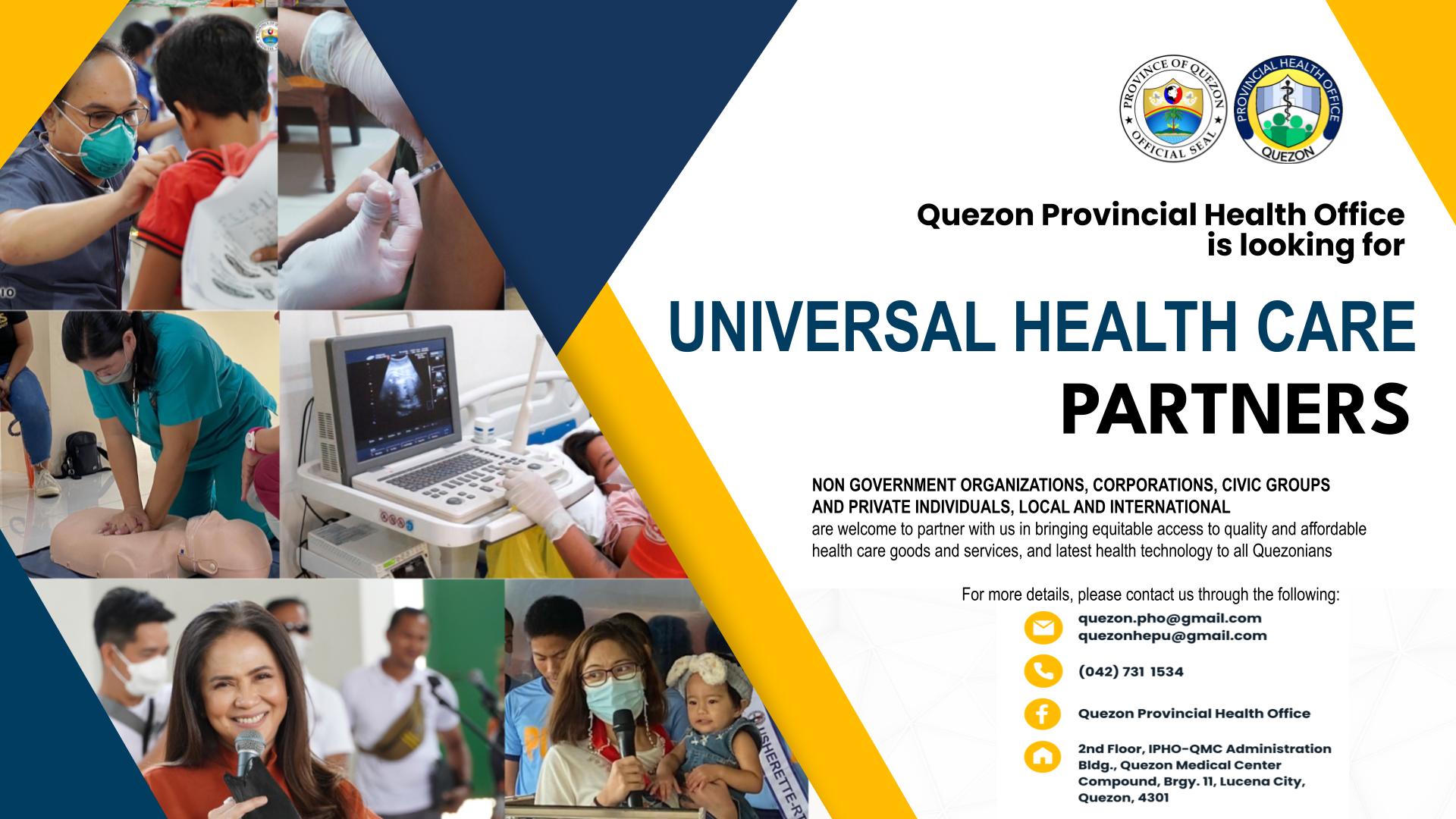 Quezon Provincial Health Office is Looking for Universal Health Care Partners