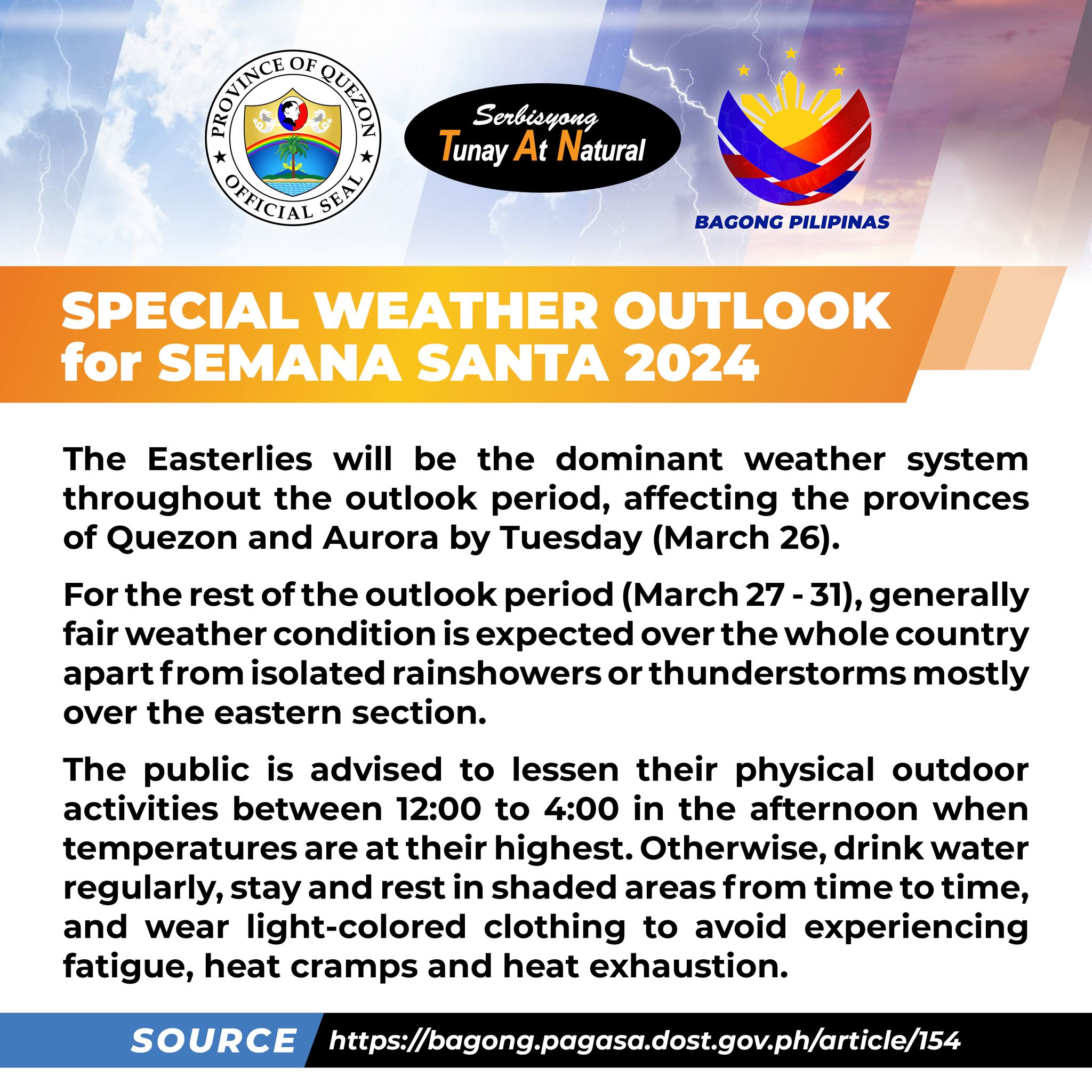 SPECIAL WEATHER OUTLOOK for SEMANA SANTA 2024