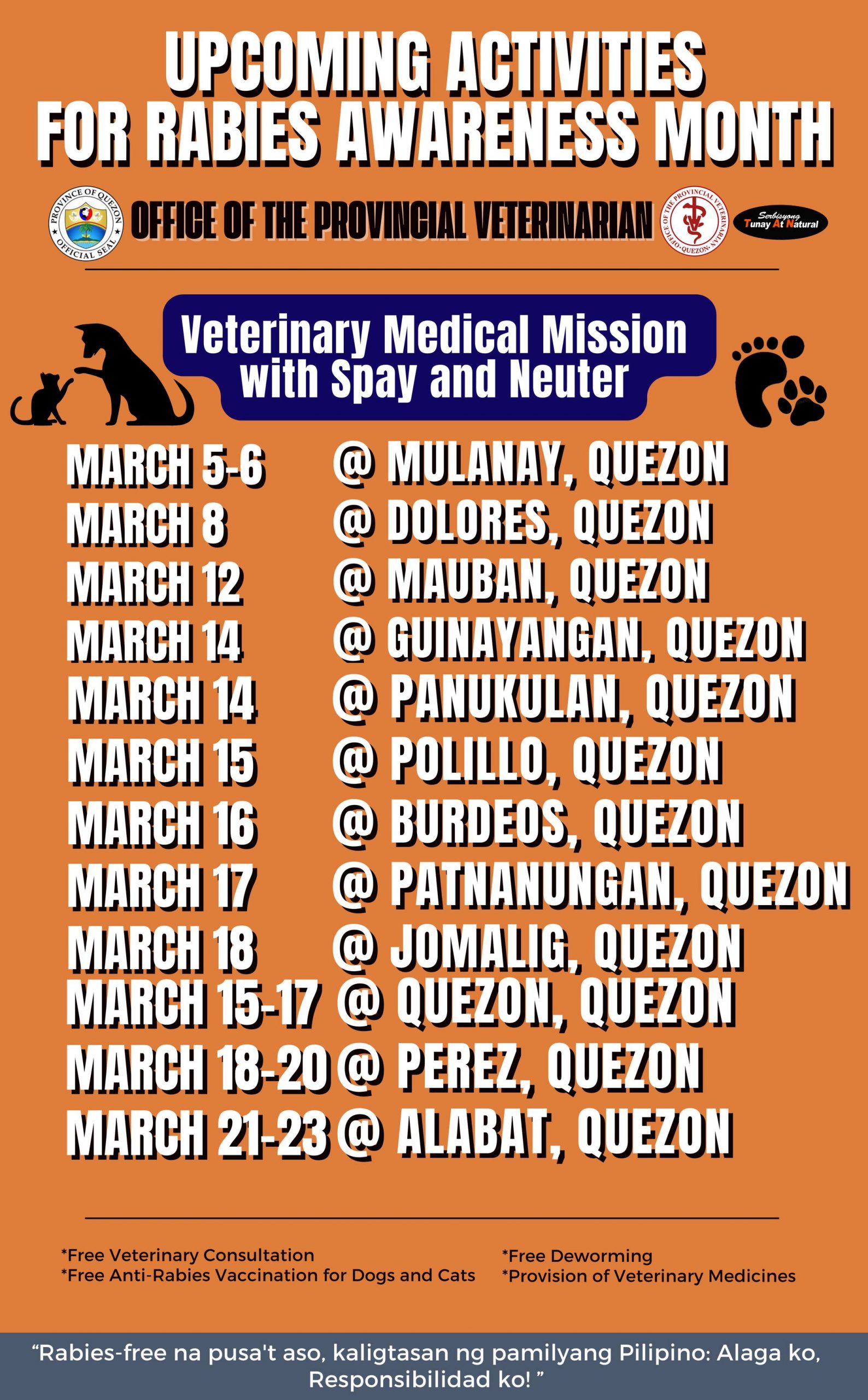 Upcoming Activities for Rabies Awareness Month