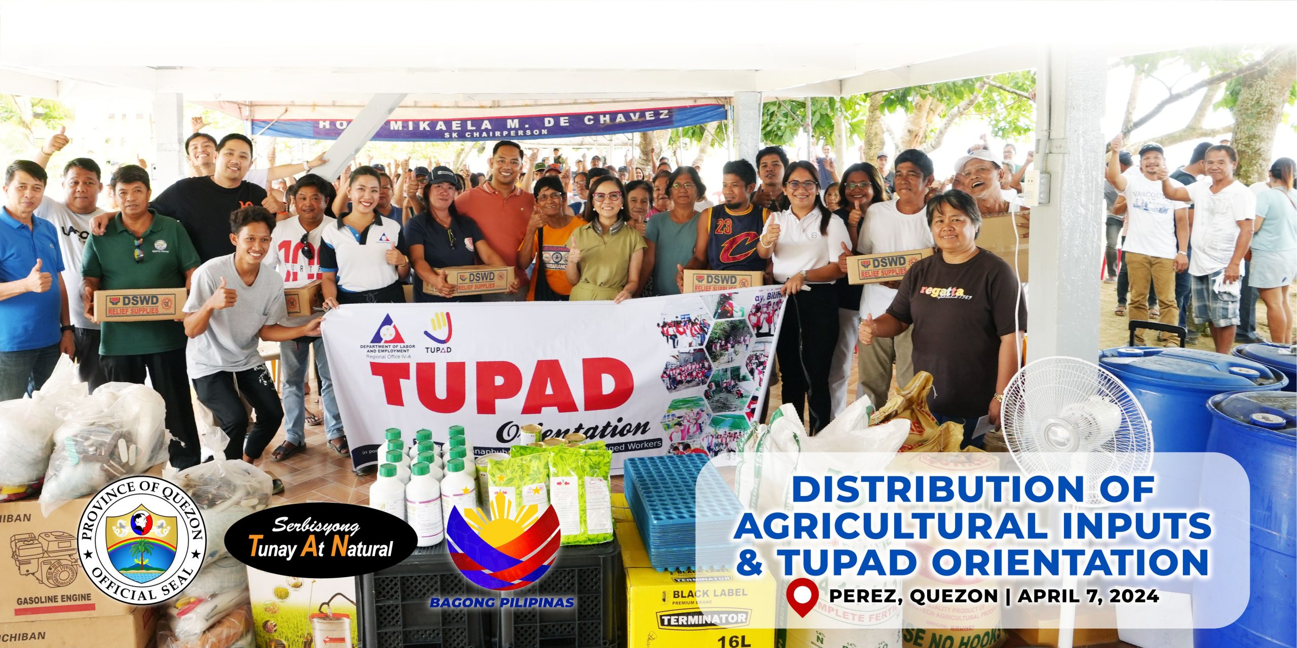 Distribution of Agricultural Inputs & TUPAD Orientation – Perez, Quezon | April 07, 2024