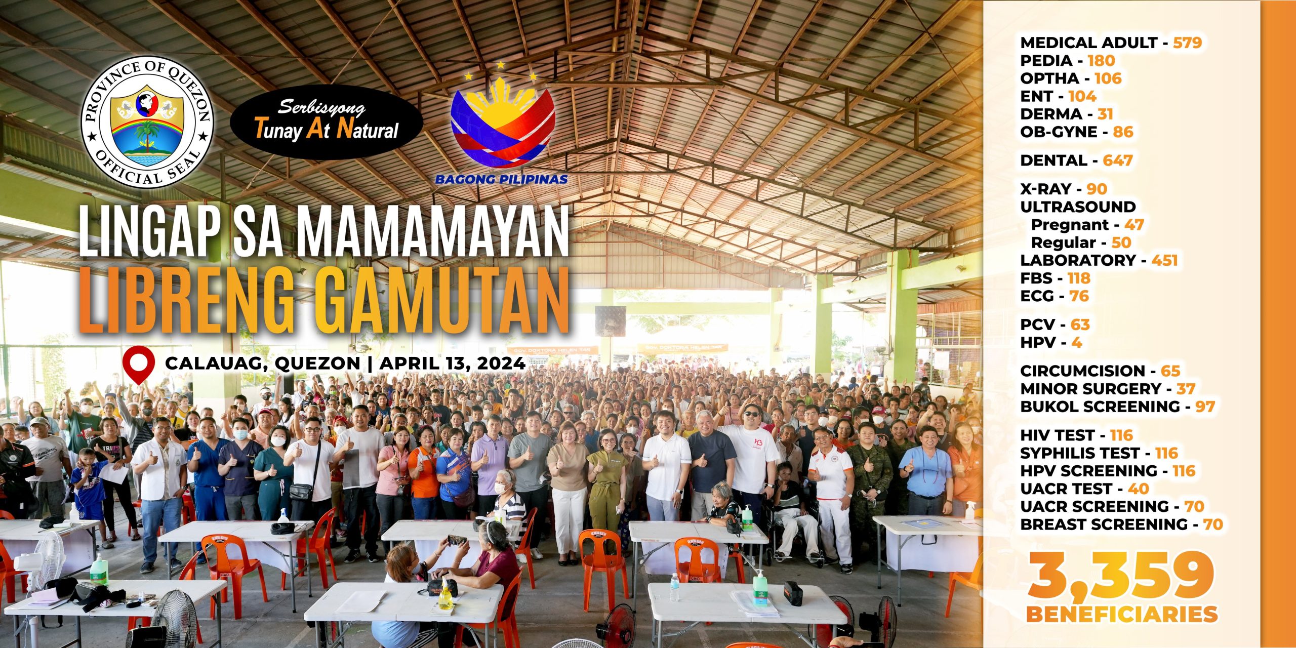 Lingap sa Mamamayan Libreng Gamutan – Calauag, Quezon | April 13, 2024