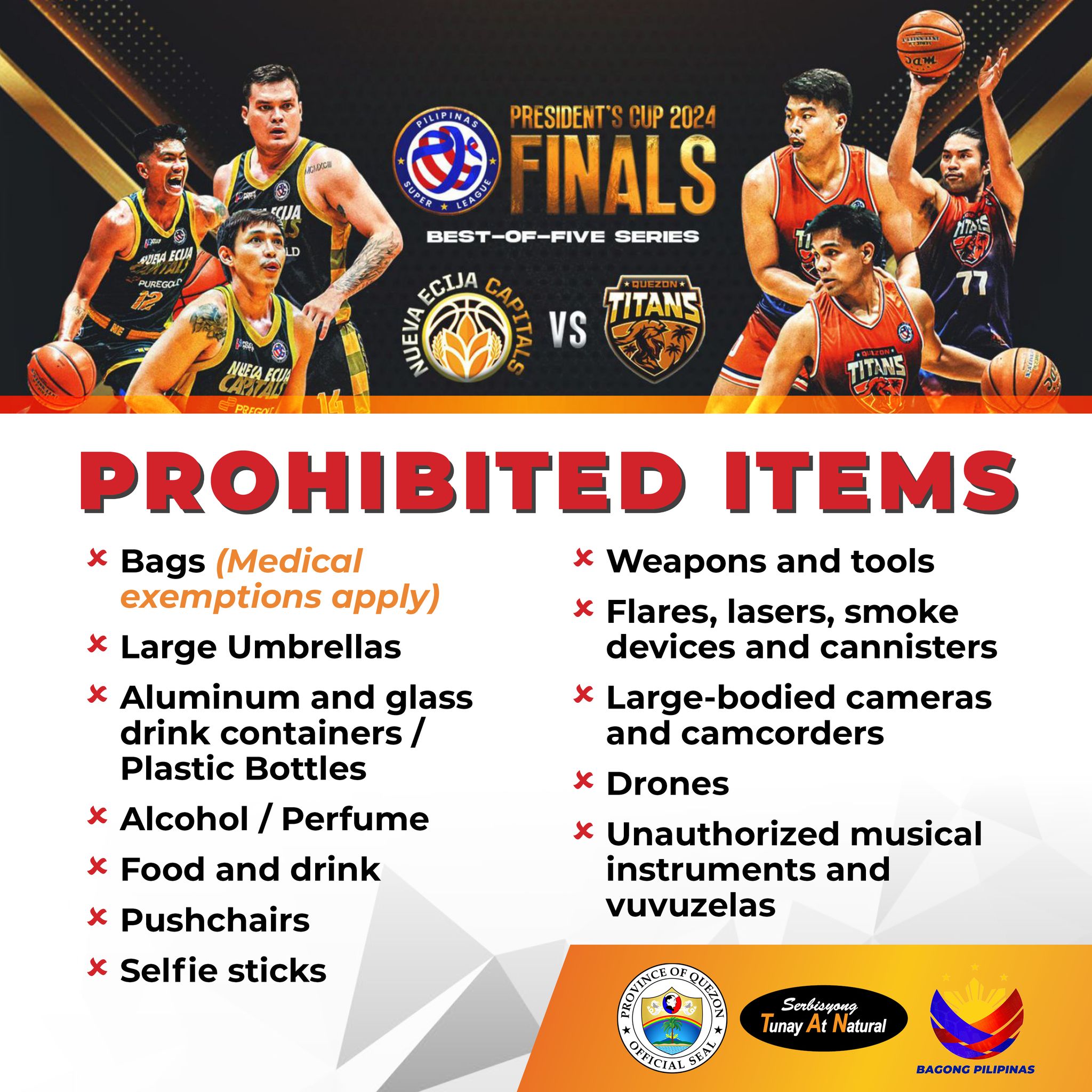 Prohibited Items – President’s Cup 2024 Finals