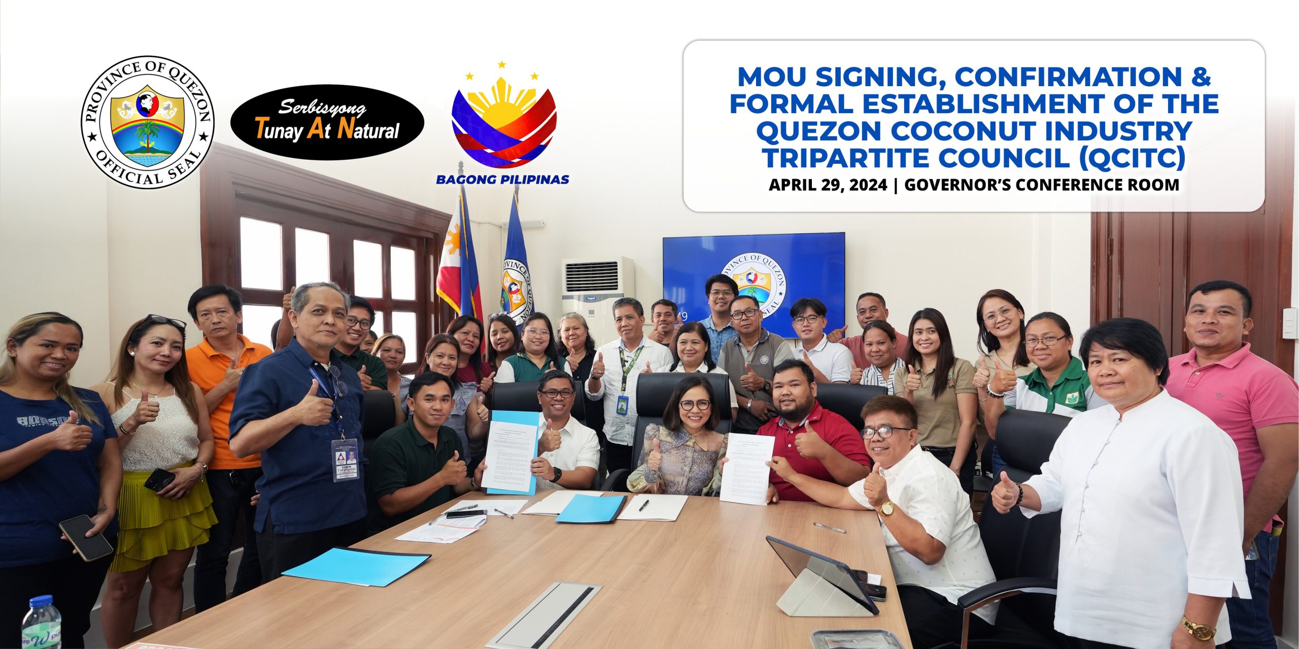 MOU Signing, Confirmation & Formal Establishment of the Quezon Coconut Industry Tripartite Council | April 29, 2024