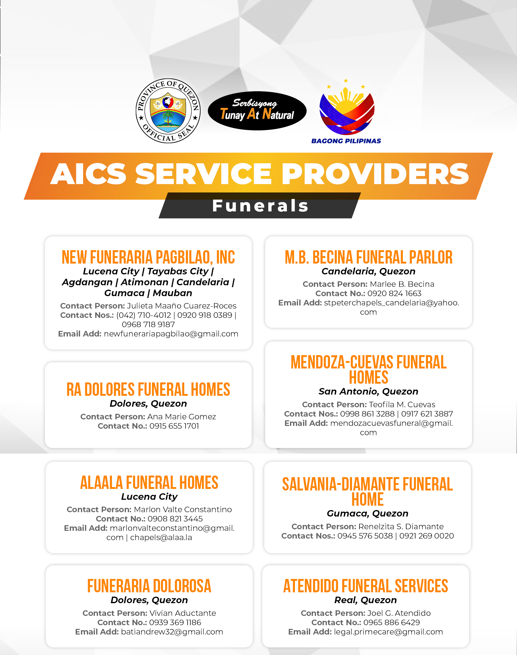 List of Funerals Accredited AICS Service Providers