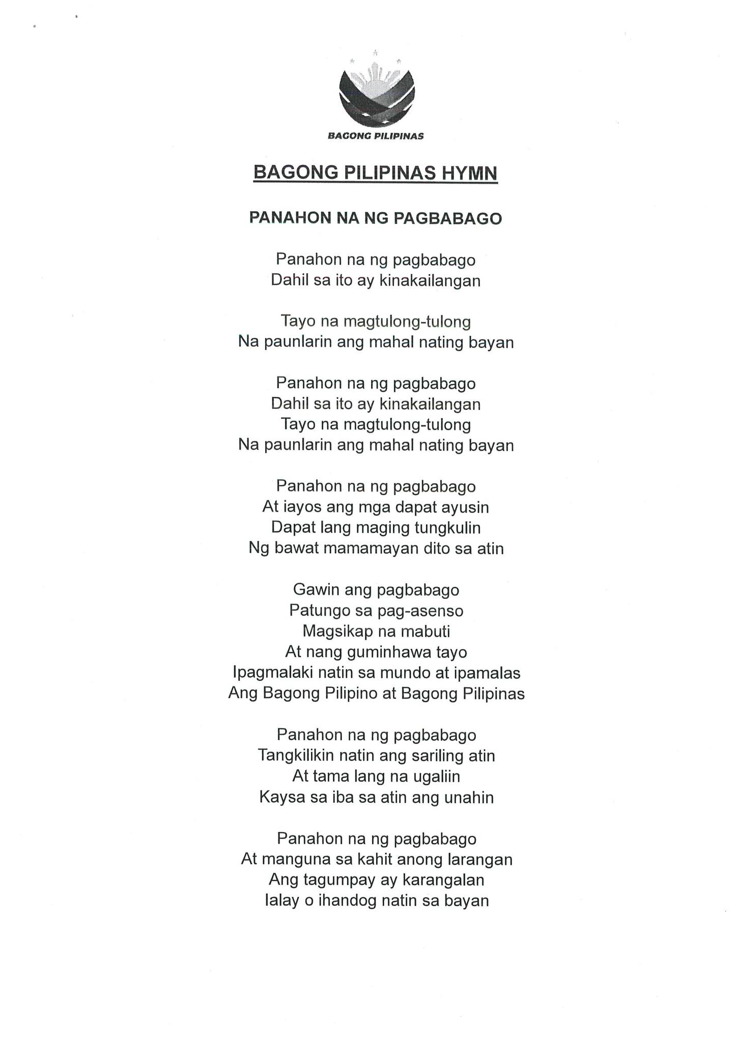 Bagong Pilipinas Hymm and Pledge
