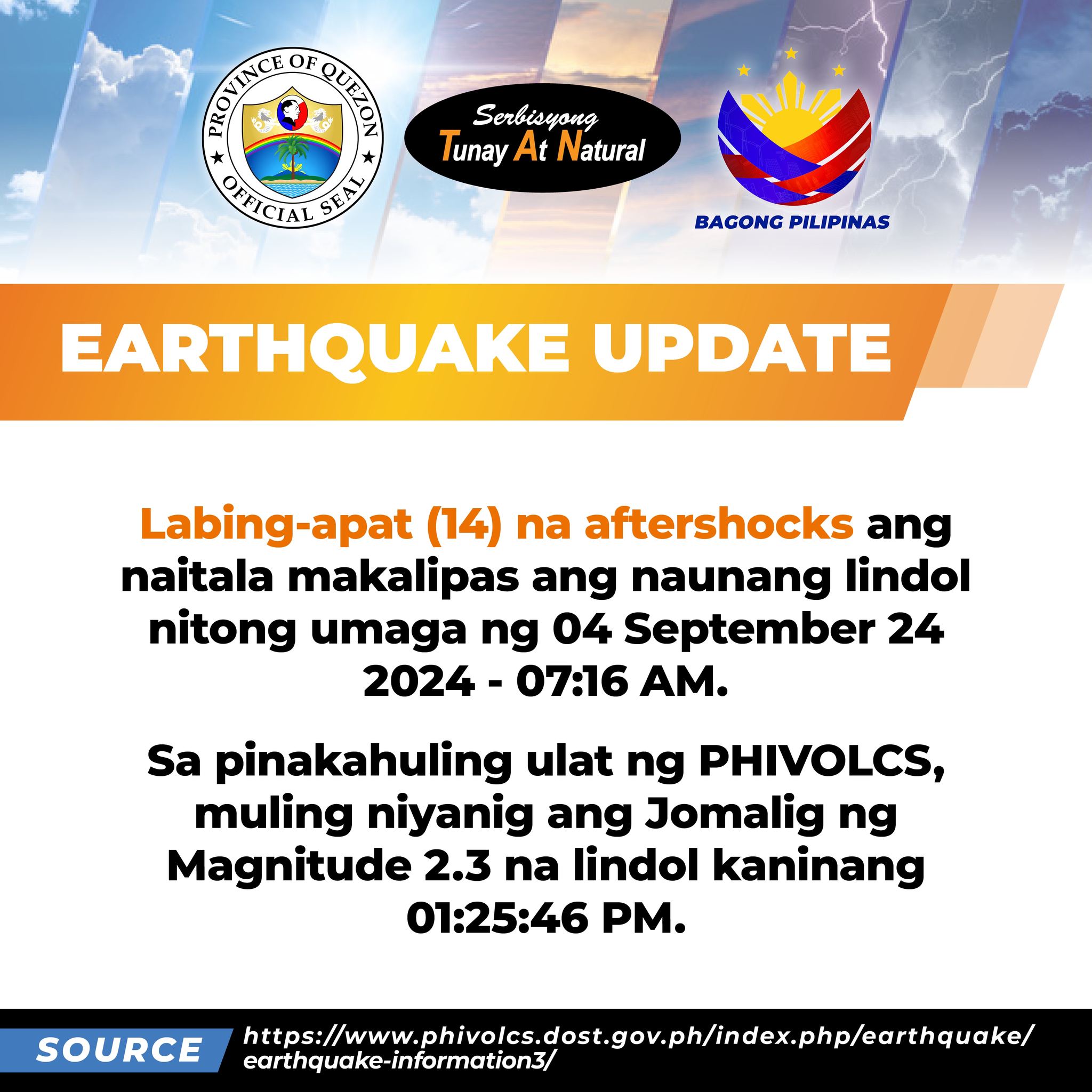 EARTHQUAKE UPDATE