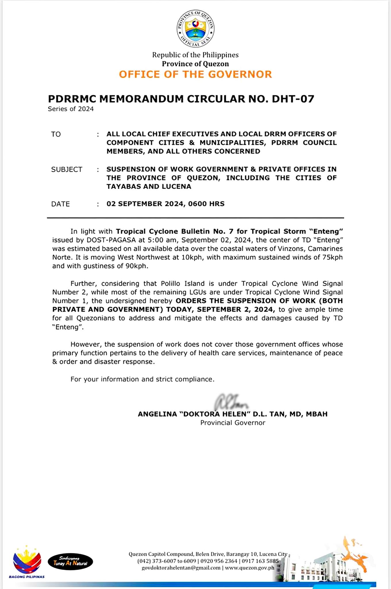 PDRRMC Memorandum Circular No. DHT-07