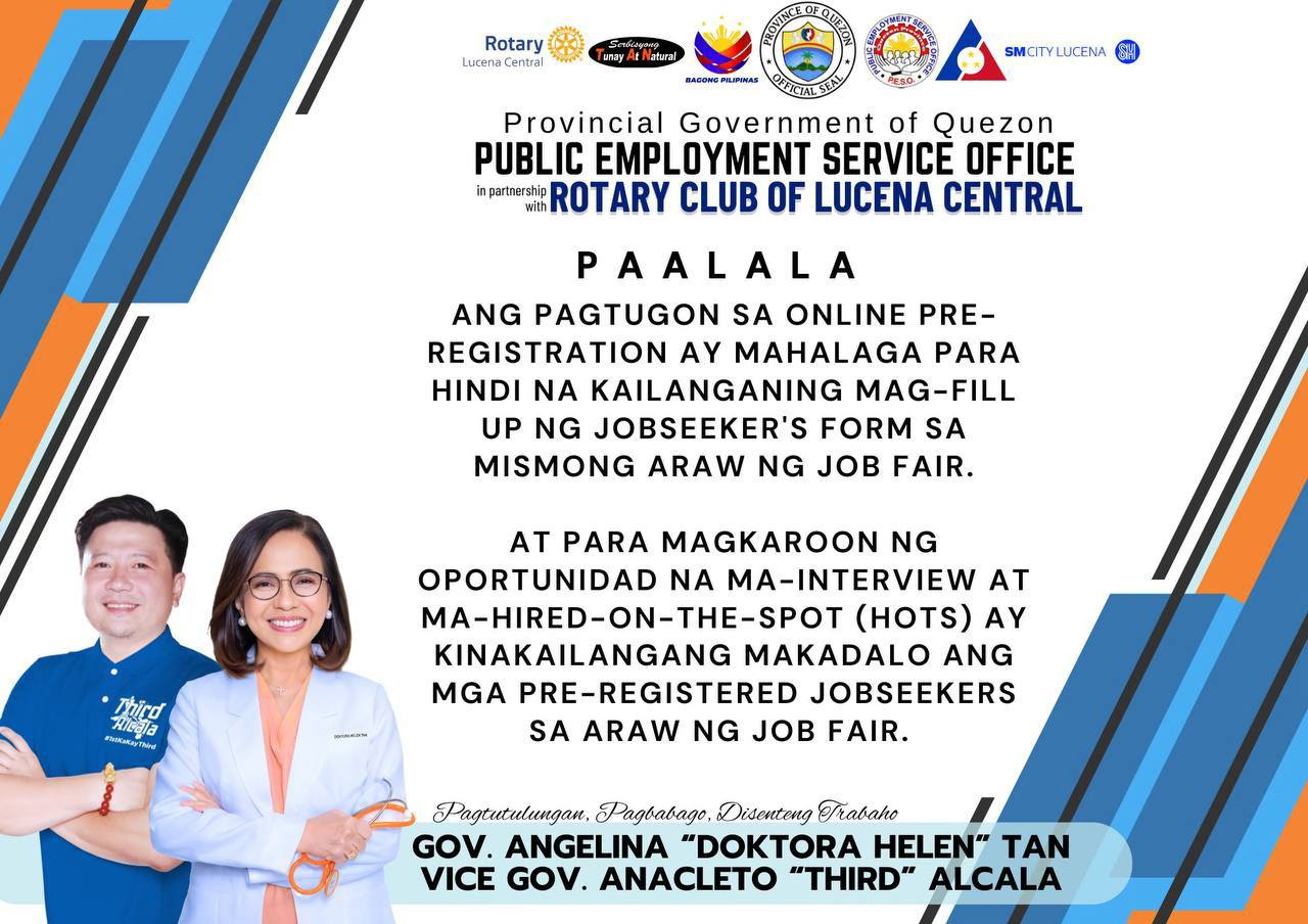 PUBLIC EMPLOYMENT SERVICE OFFICE & ROTARY CLUB OF LUCENA CENTRAL JOB FAIR