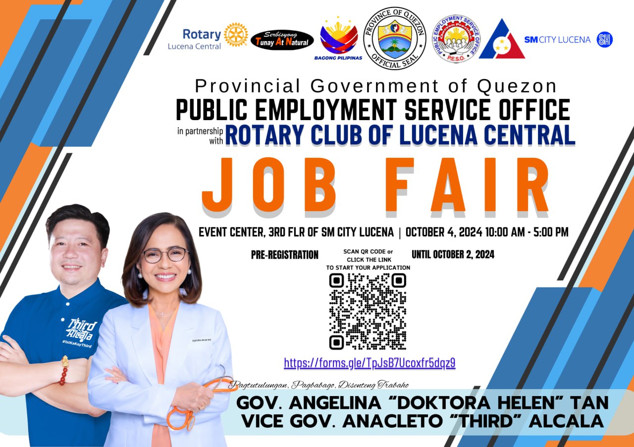 Quezon Public Employment Service Office & Rotary Club of Lucena Central Job Fair – October 04, 2024