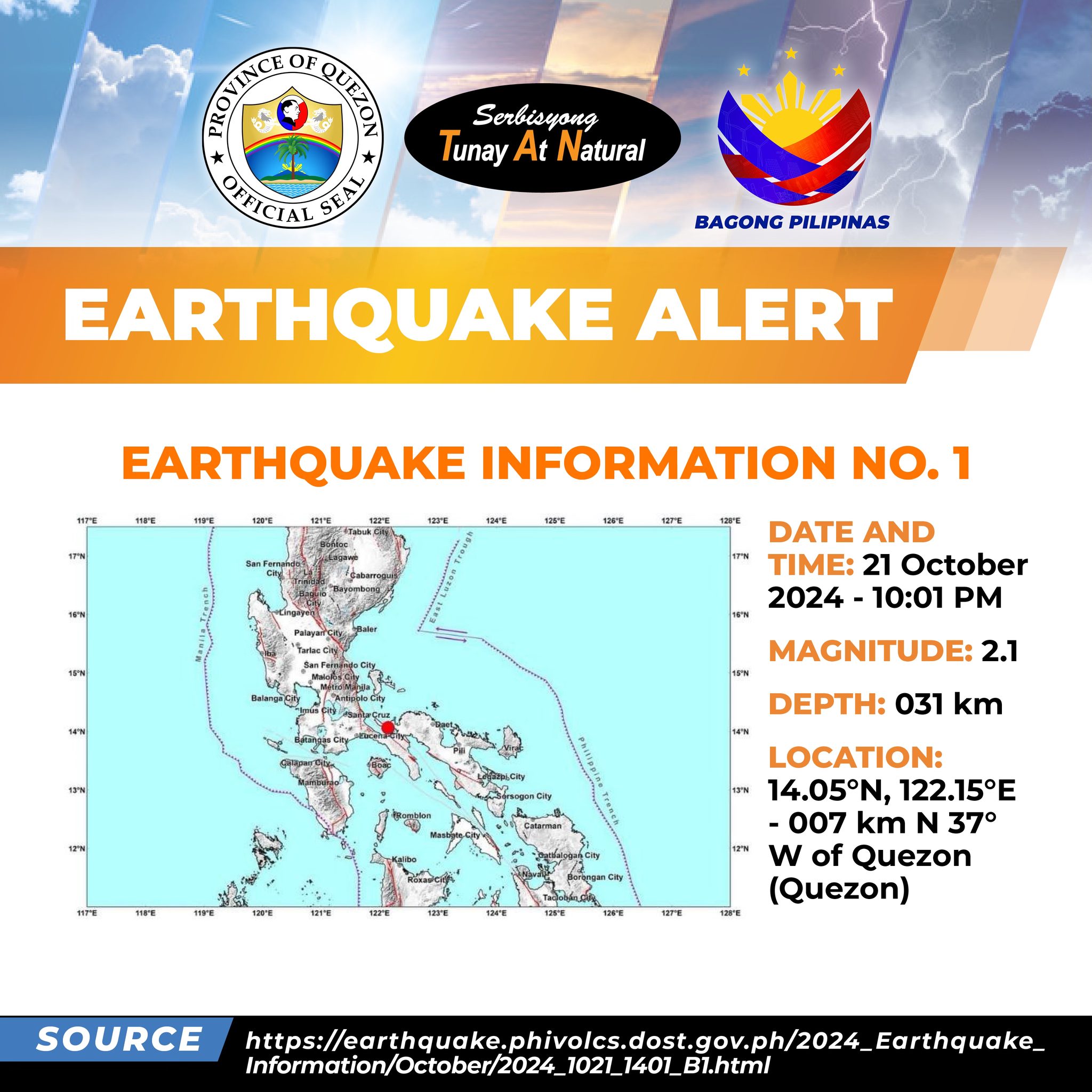 Earthquake Information No.1 | October 21, 2024