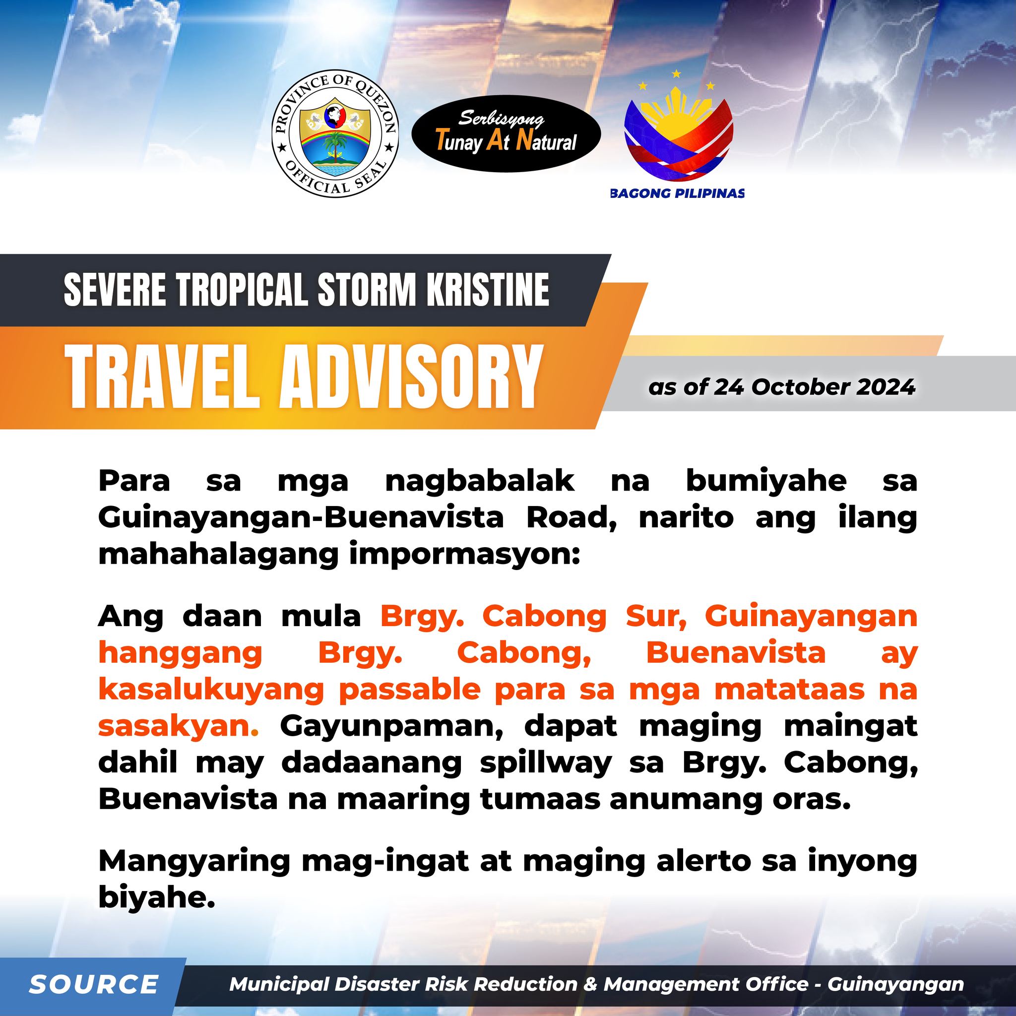 TRAVEL ADVISORY | October 24, 2024