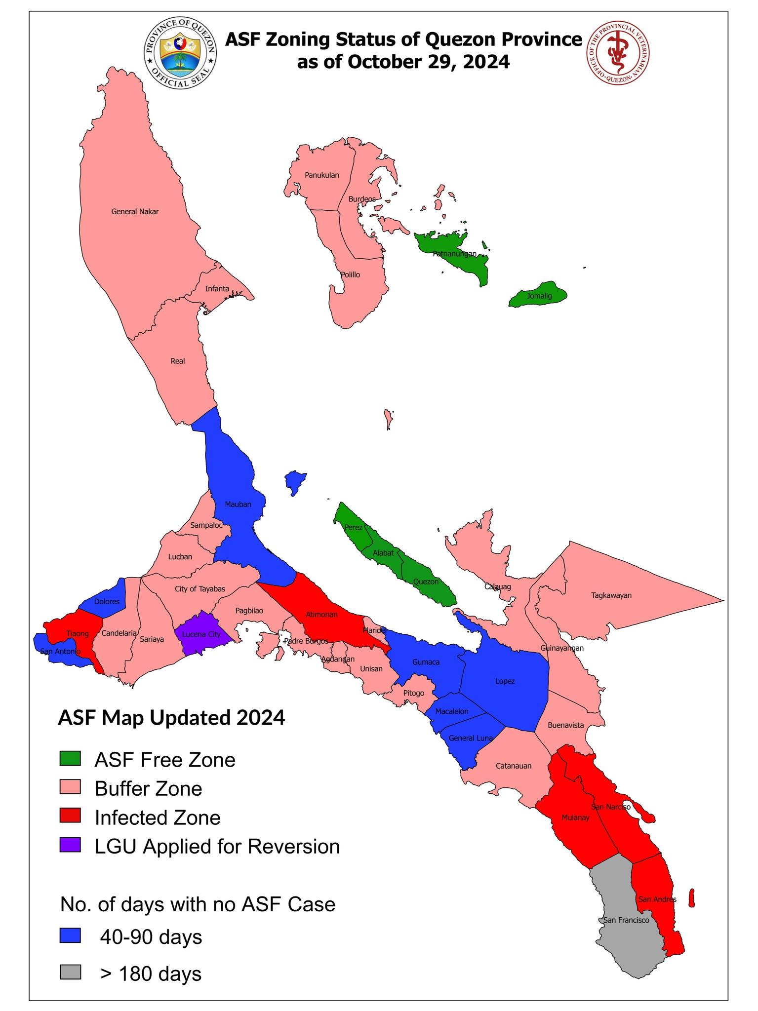 ASF Zoning Status of Quezon Province as of October 29, 2024