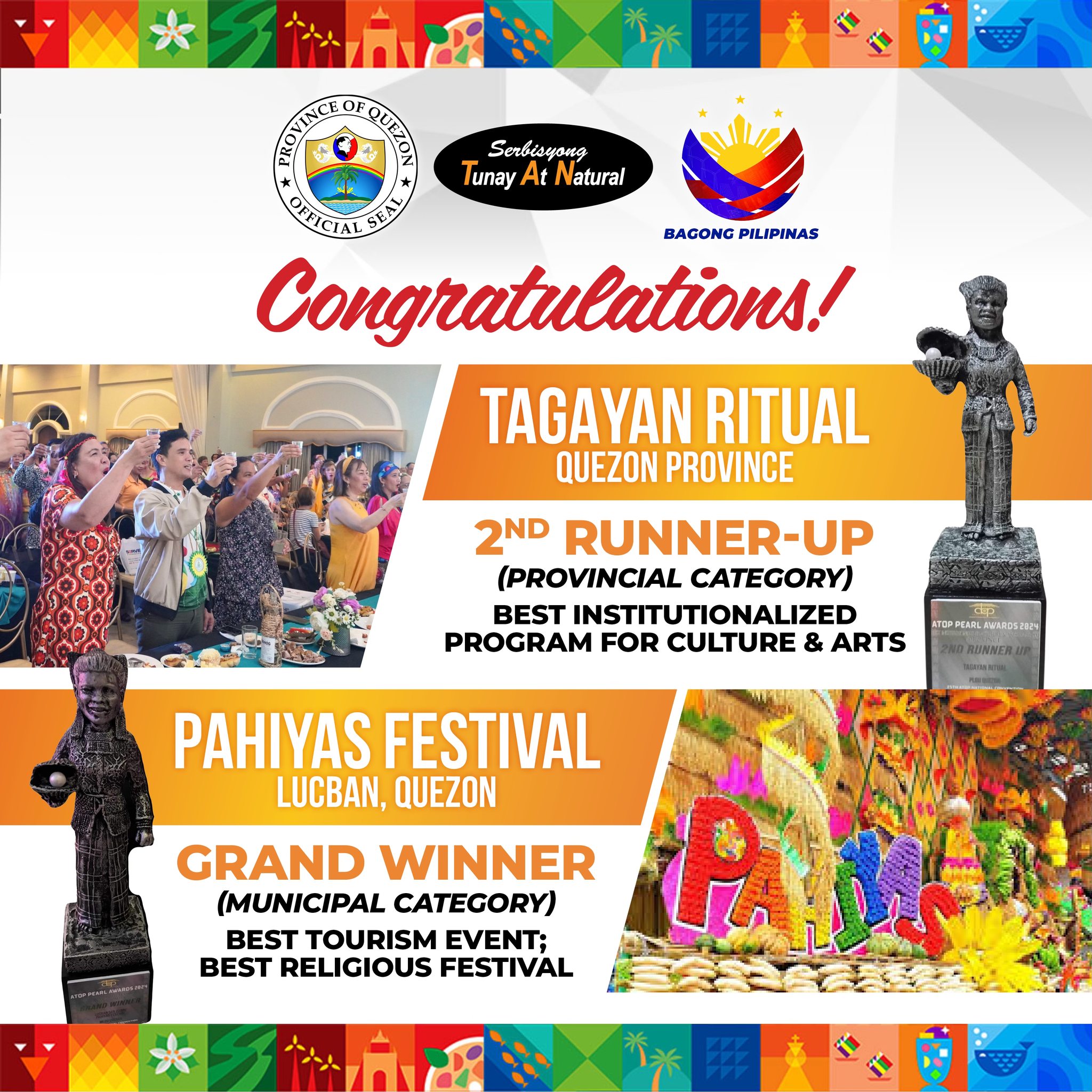 Congratulations, Tagayan Ritual 2nd Runner-up Best Institutionalized Program for Culture & Arts