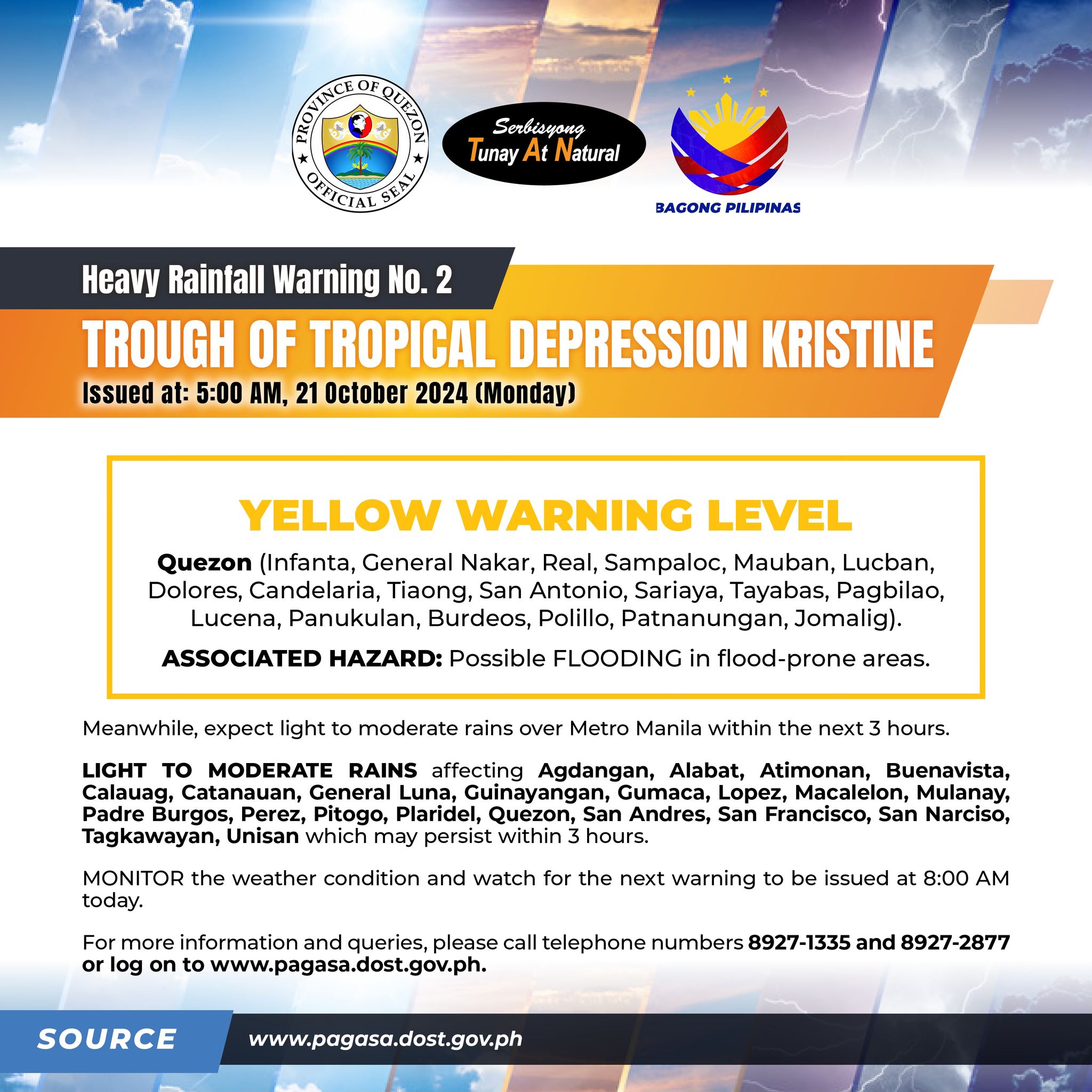 Heavy Rainfall Warning No. 2 #NCR_PRSD