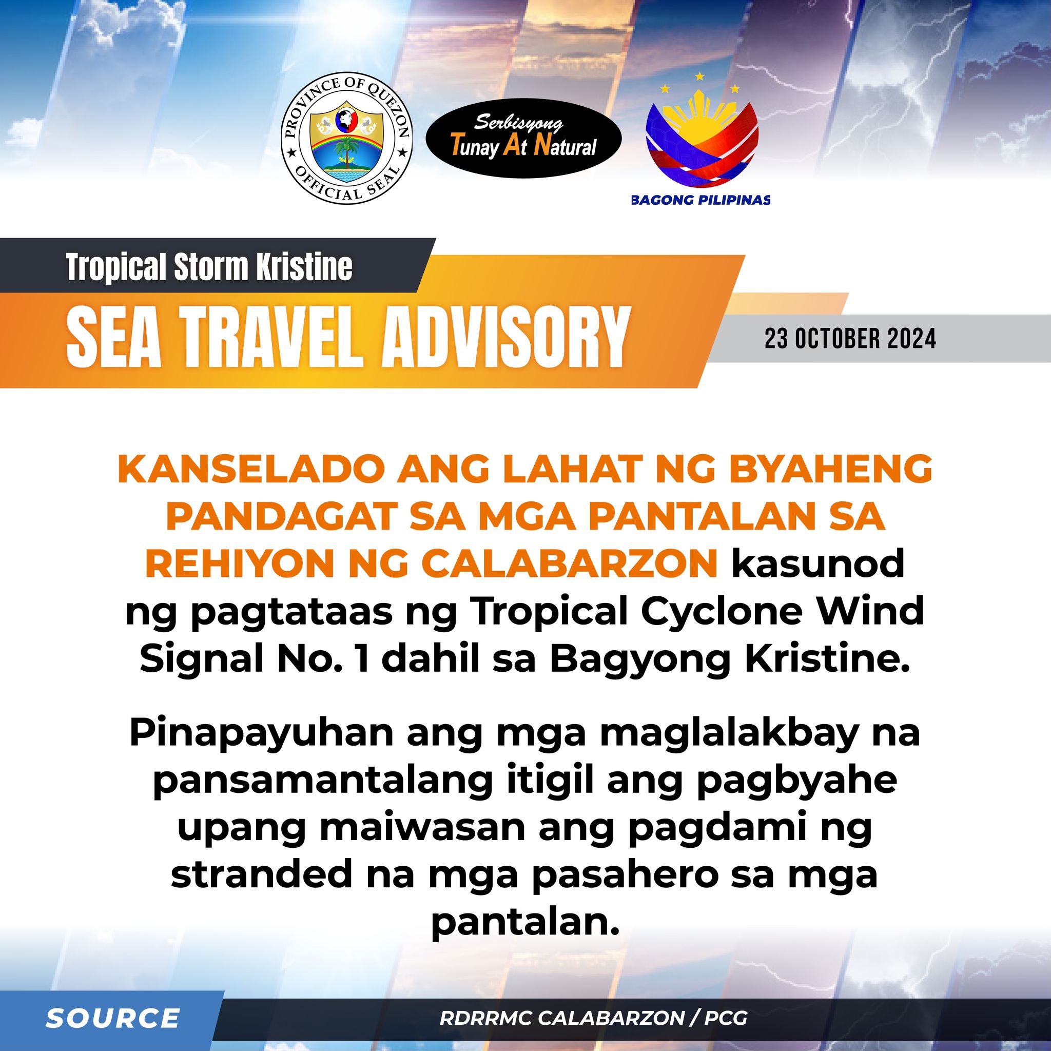 SEA TRAVEL ADVISORY