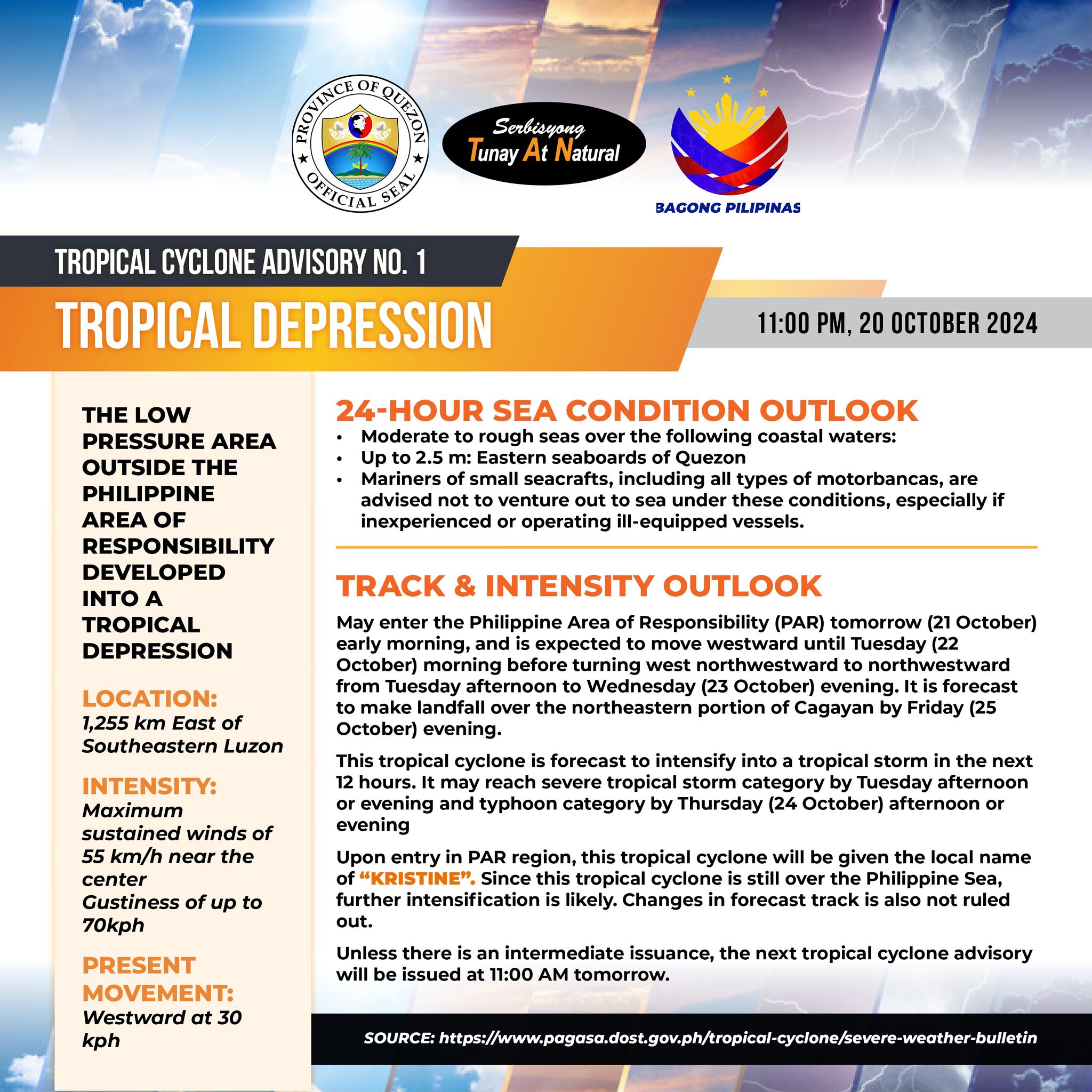 TROPICAL CYCLONE ADVISORY #1