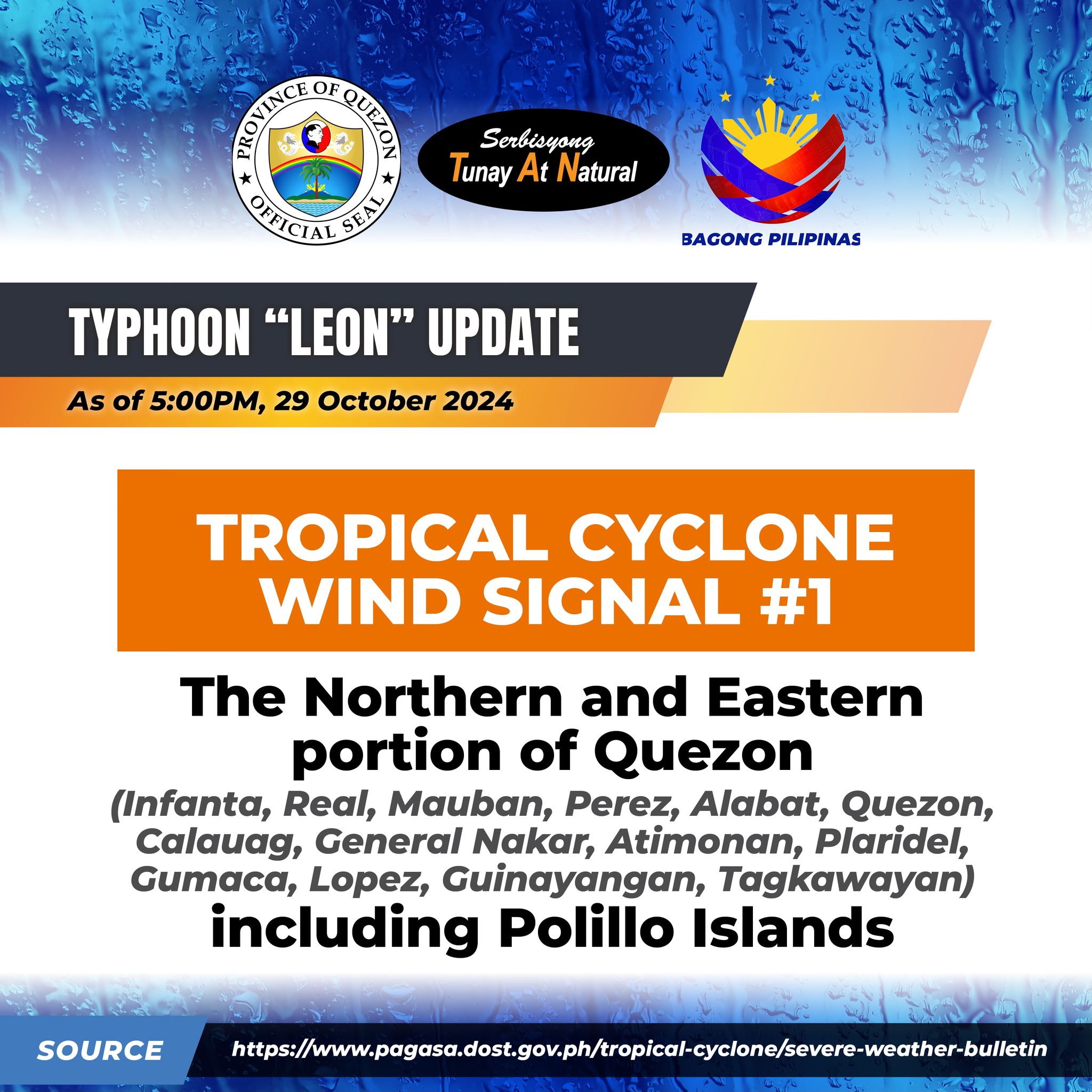 TROPICAL CYCLONE BULLETIN NR. 12 Typhoon LEON (KONG-REY) Issued at 5:00 PM, 29 October 2024