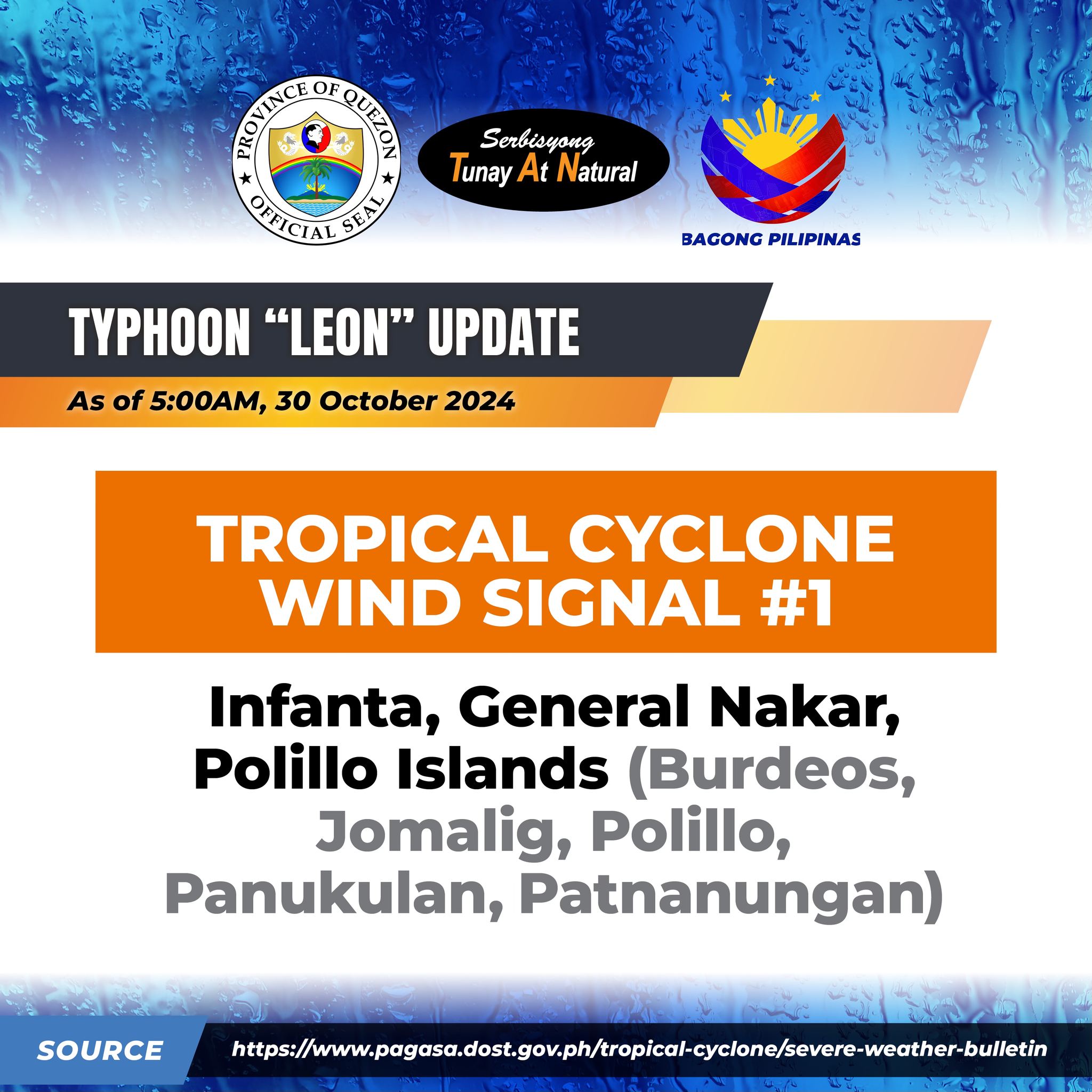 TROPICAL CYCLONE BULLETIN NR. 14 Typhoon LEON (KONG-REY) Issued at 5:00 AM, 30 October 2024