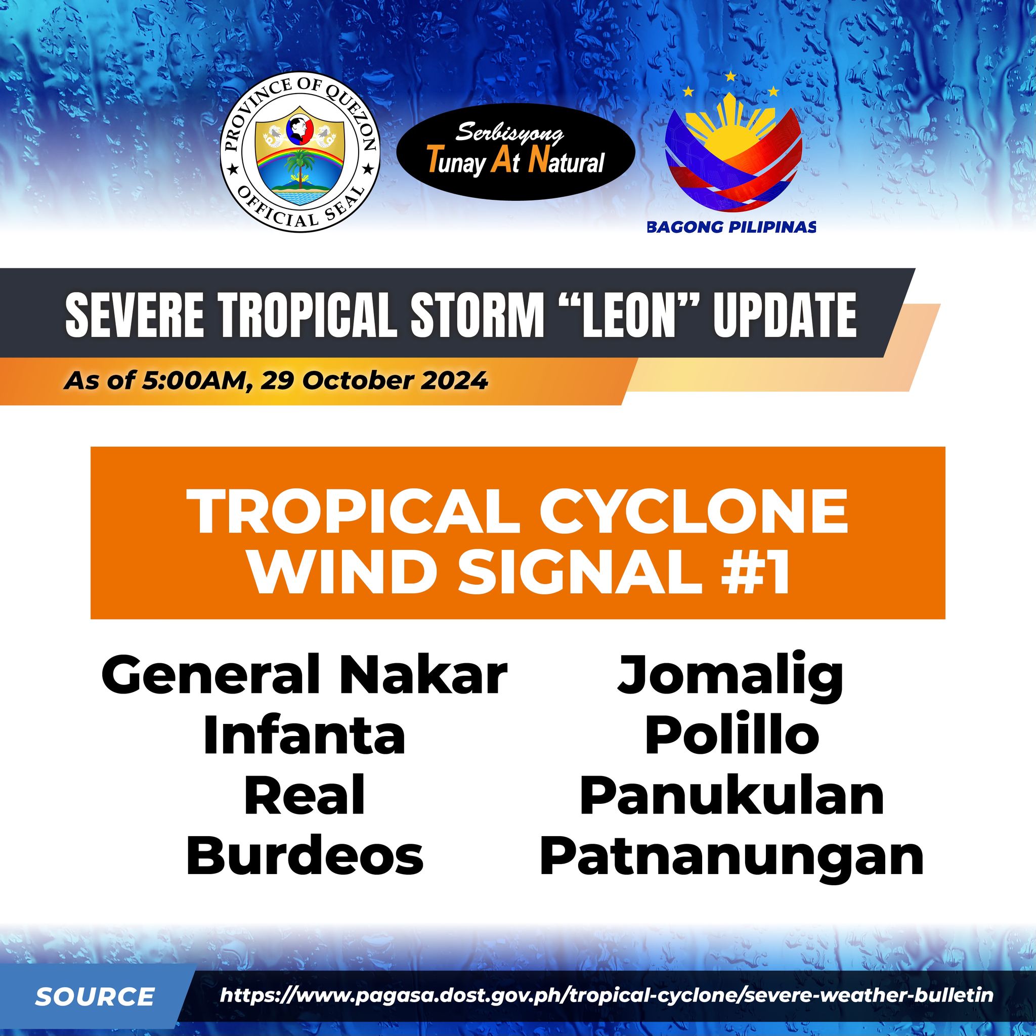 Tropical Cyclone Bulletin #10 Severe Tropical Storm “Leon” Issued at 05:00 am, 29 October 2024