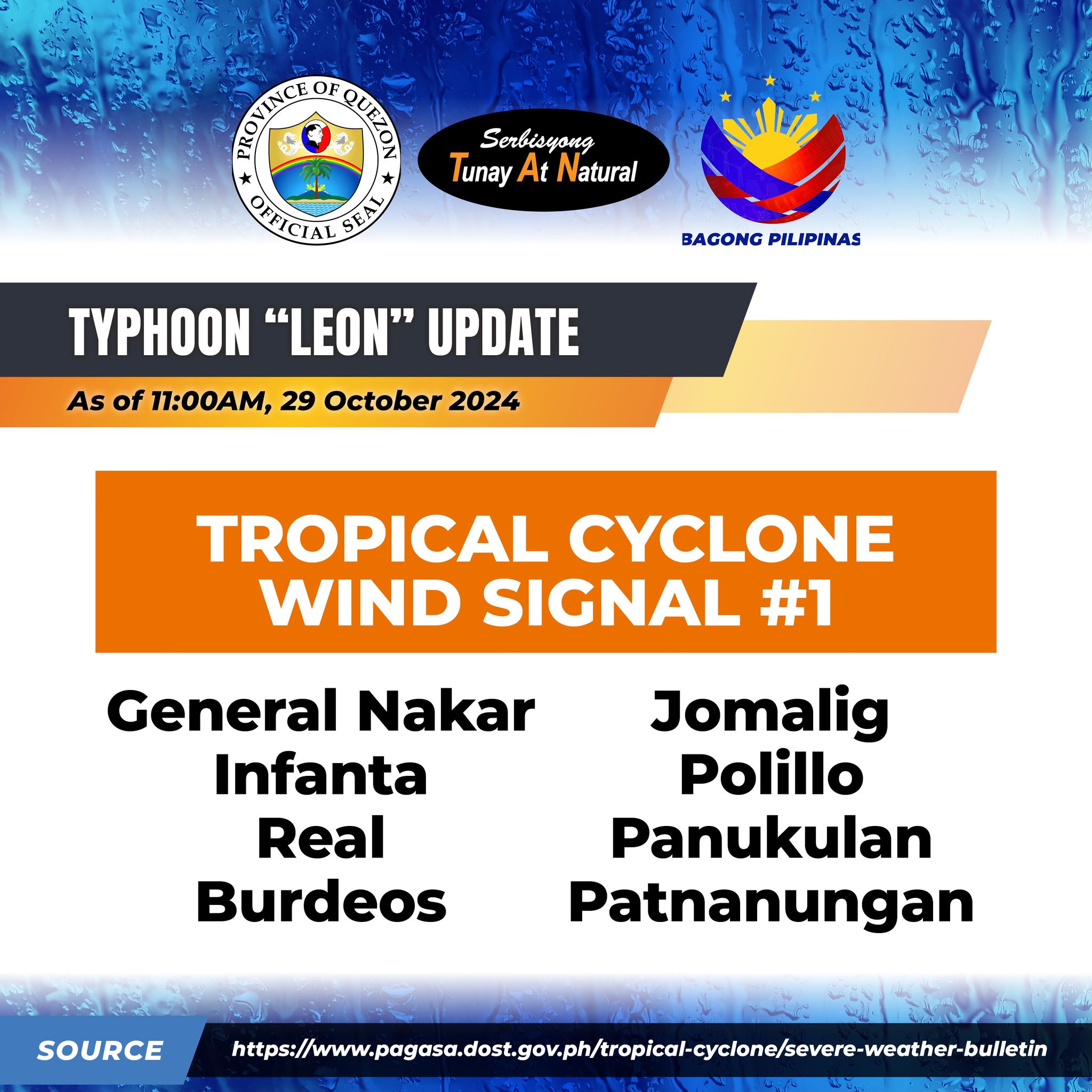 Tropical Cyclone Bulletin #11 Typhoon “Leon” Issued at 11:00 am, 29 October 2024