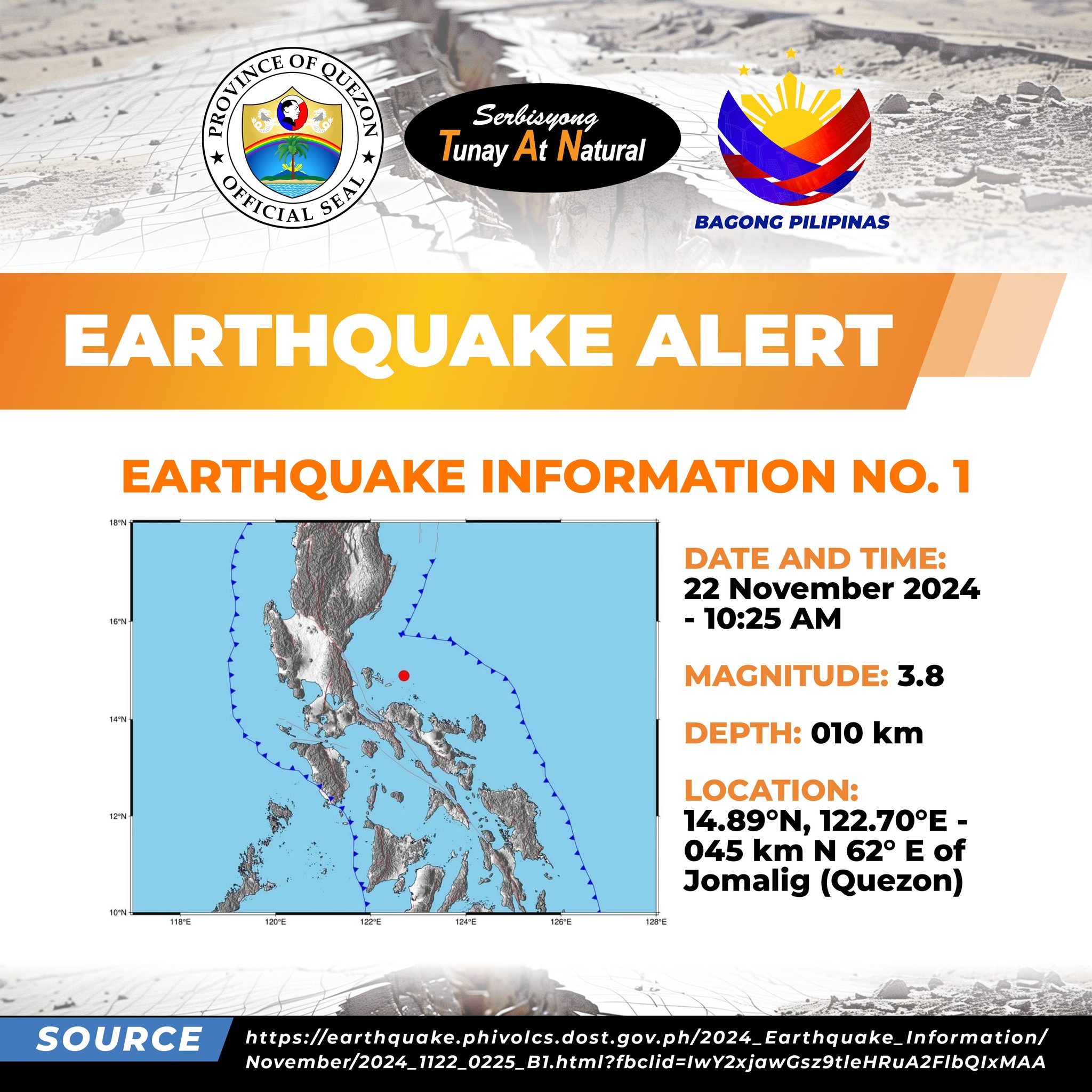 Earthquake Information No.1 – 22 November 2024 – 10:25 AM