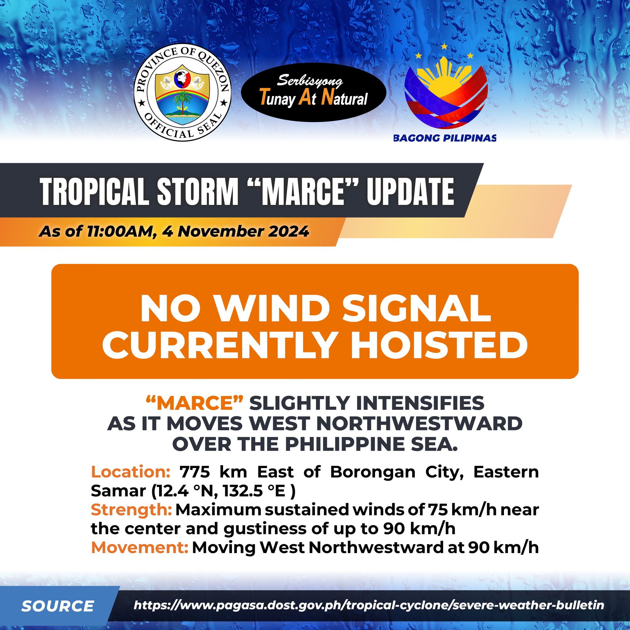 TCB #2 Tropical Storm #MarcePH (YINXING) 11:00 AM, 04 November 2024