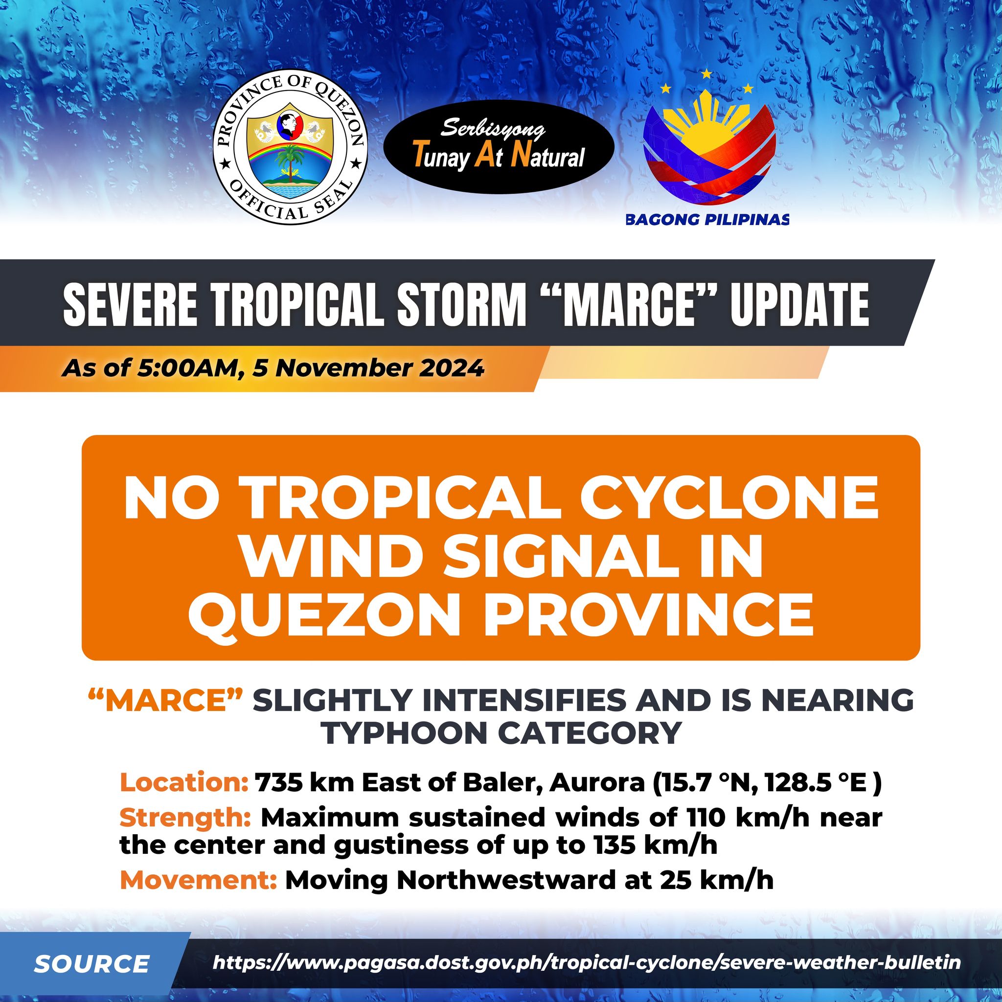 TCB #5 Severe Tropical Storm #MarcePH (YINXING) 5:00 AM, 05 November 2024