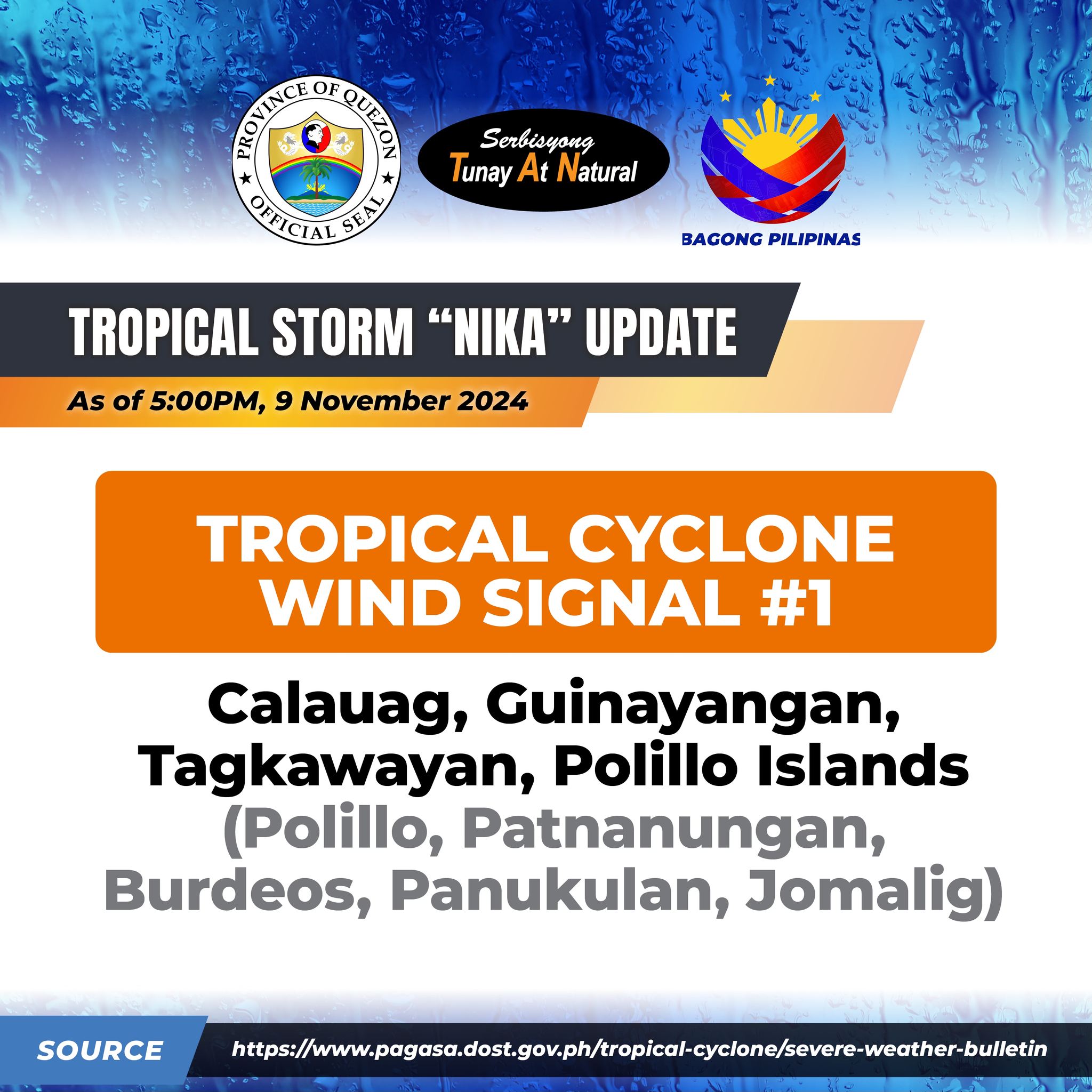 Tropical Cyclone Bulletin #2 Tropical Storm “Nika” Issued at 05:00 pm, 09 November 2024