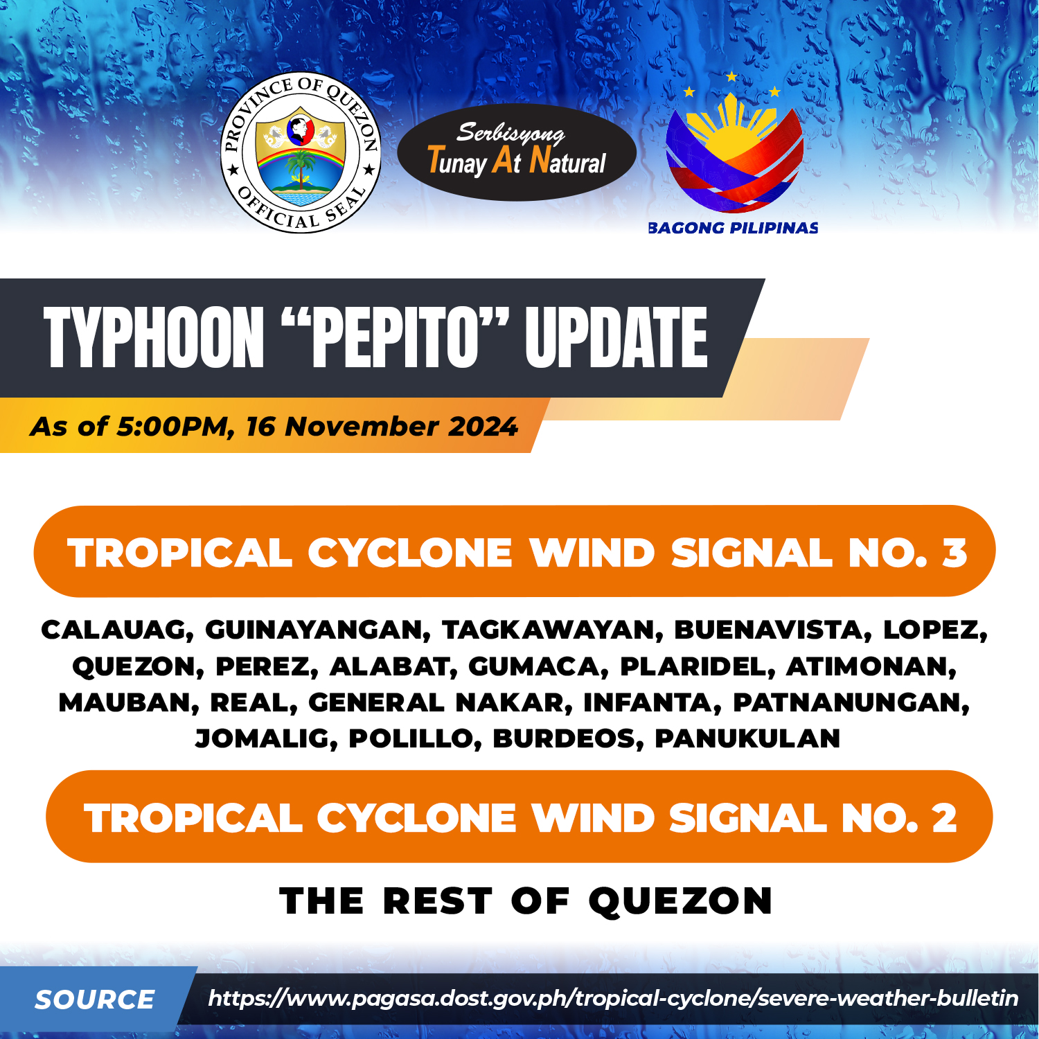 Typhoon “Pepito” Update, November 16, 2024 5:00pm