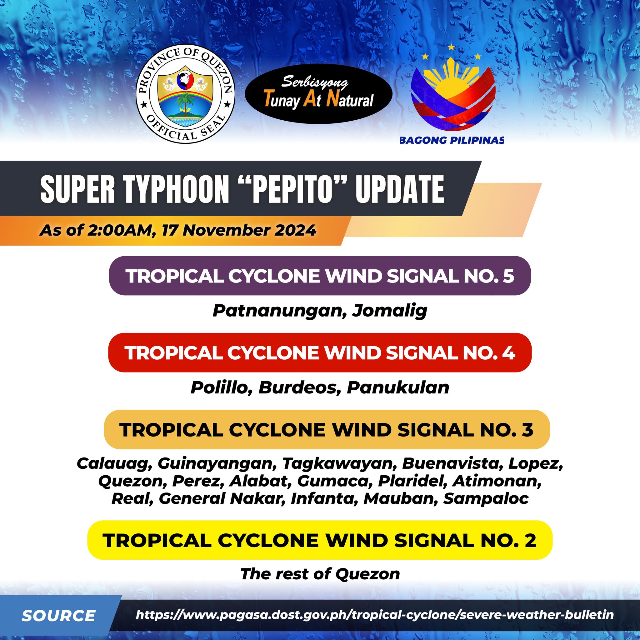 Typhoon “Pepito” Update, November 17, 2024 2:00am