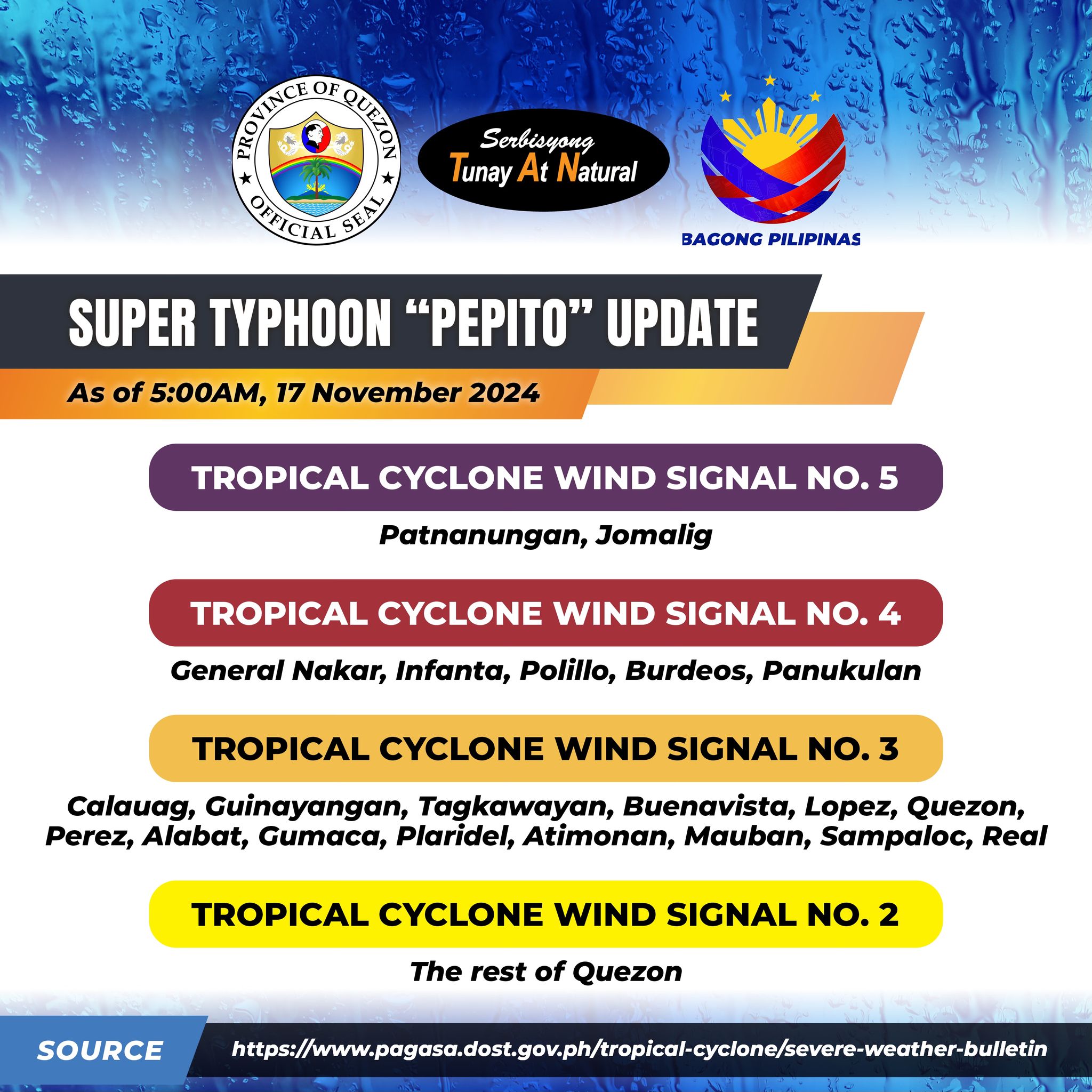 Typhoon “Pepito” Update, November 17, 2024 5:00am