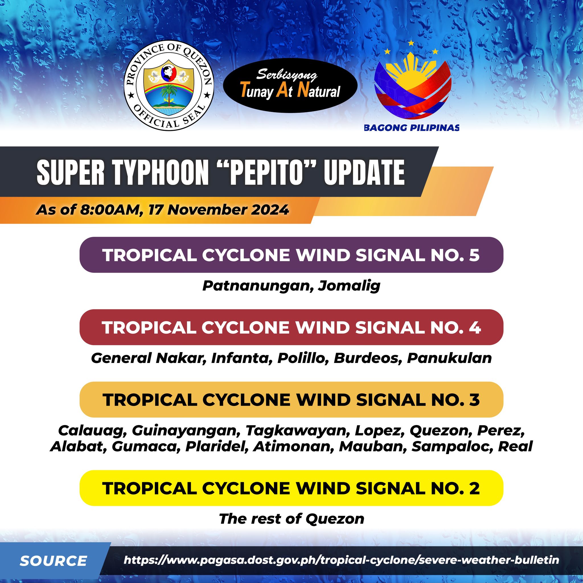 Typhoon “Pepito” Update, November 17, 2024 8:00am