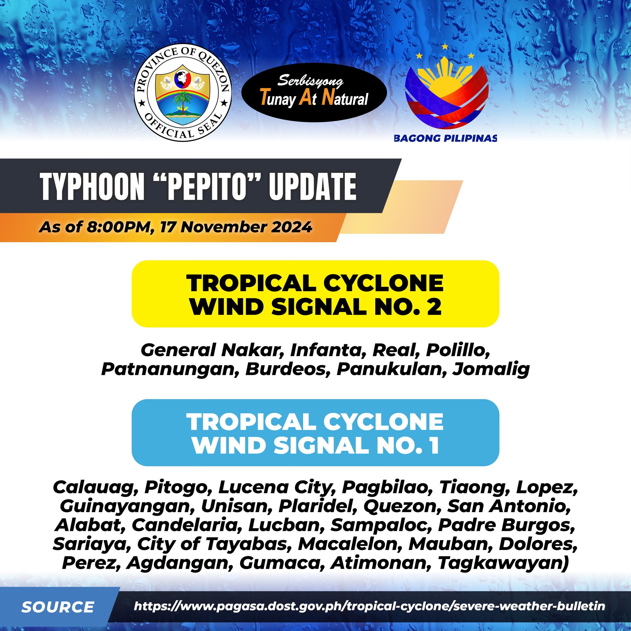 Typhoon “Pepito” Update, November 17, 2024 8:00pm