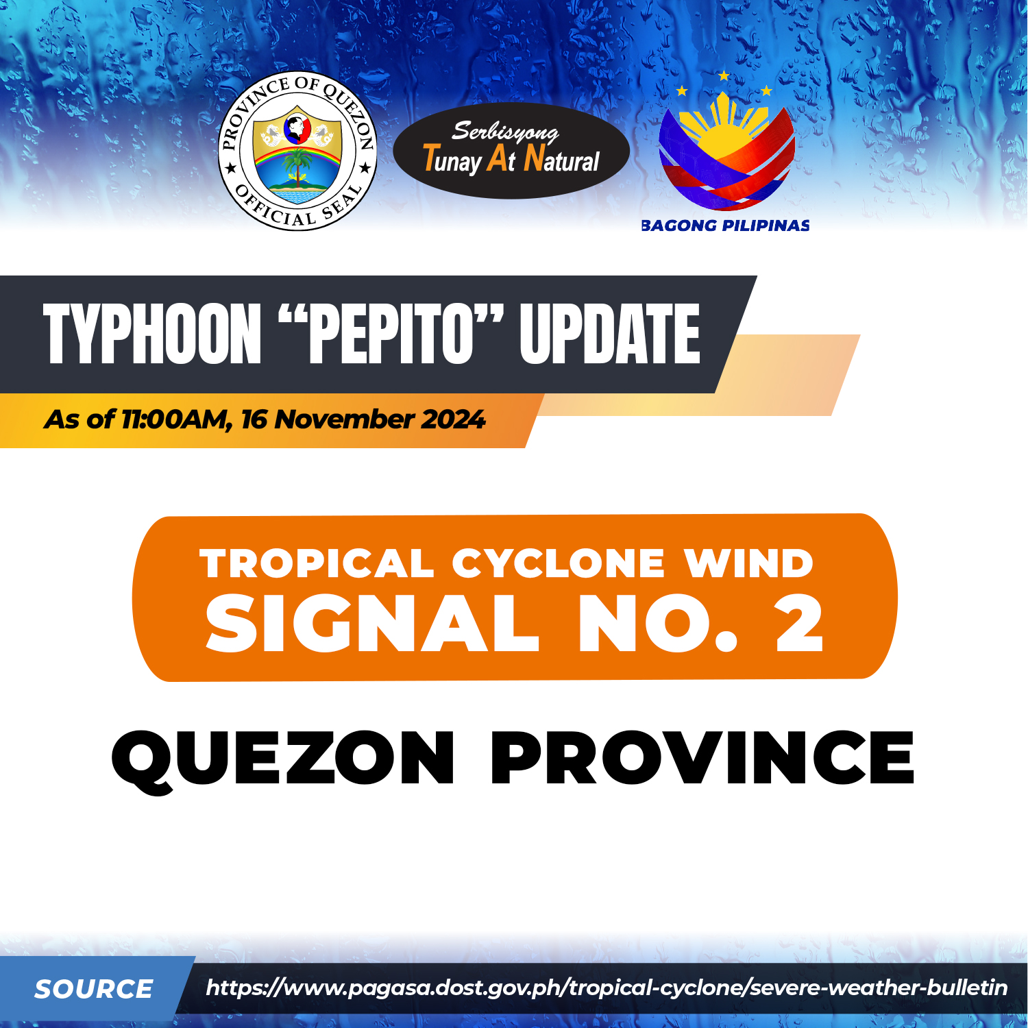 Typhoon “Pepito” Update as of 11:00am, 16 November 2024