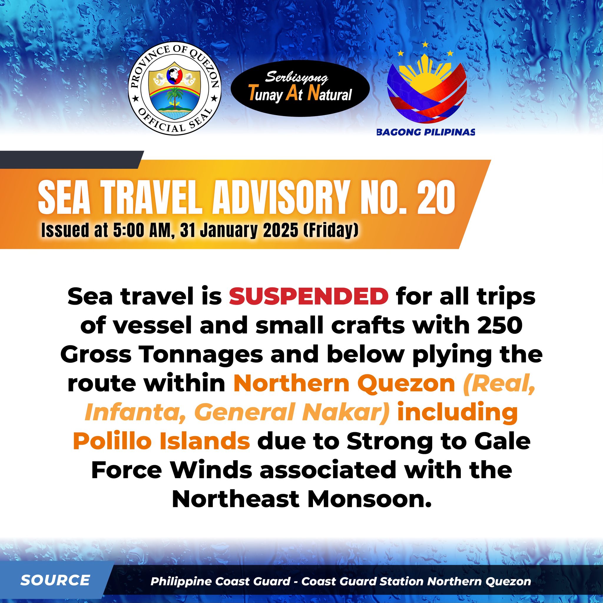 SEA TRAVEL ADVISORY NO. 20 | January 31, 2025