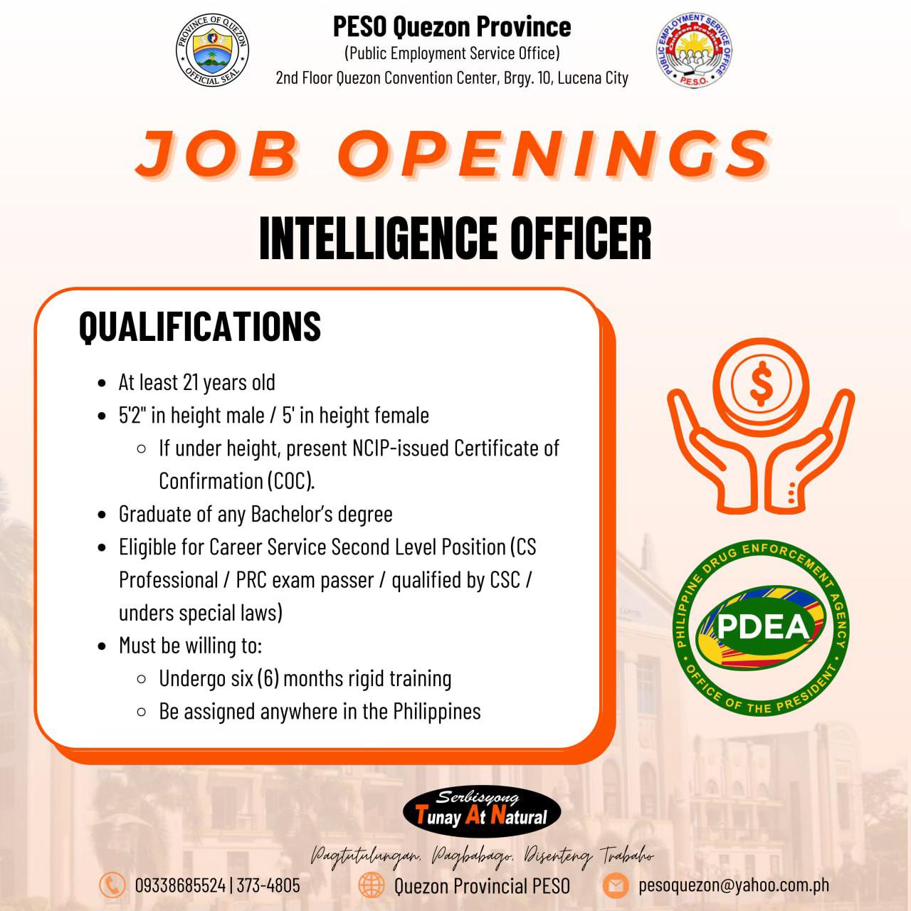 Job Openings – Intillegence Officer | February 4, 2025