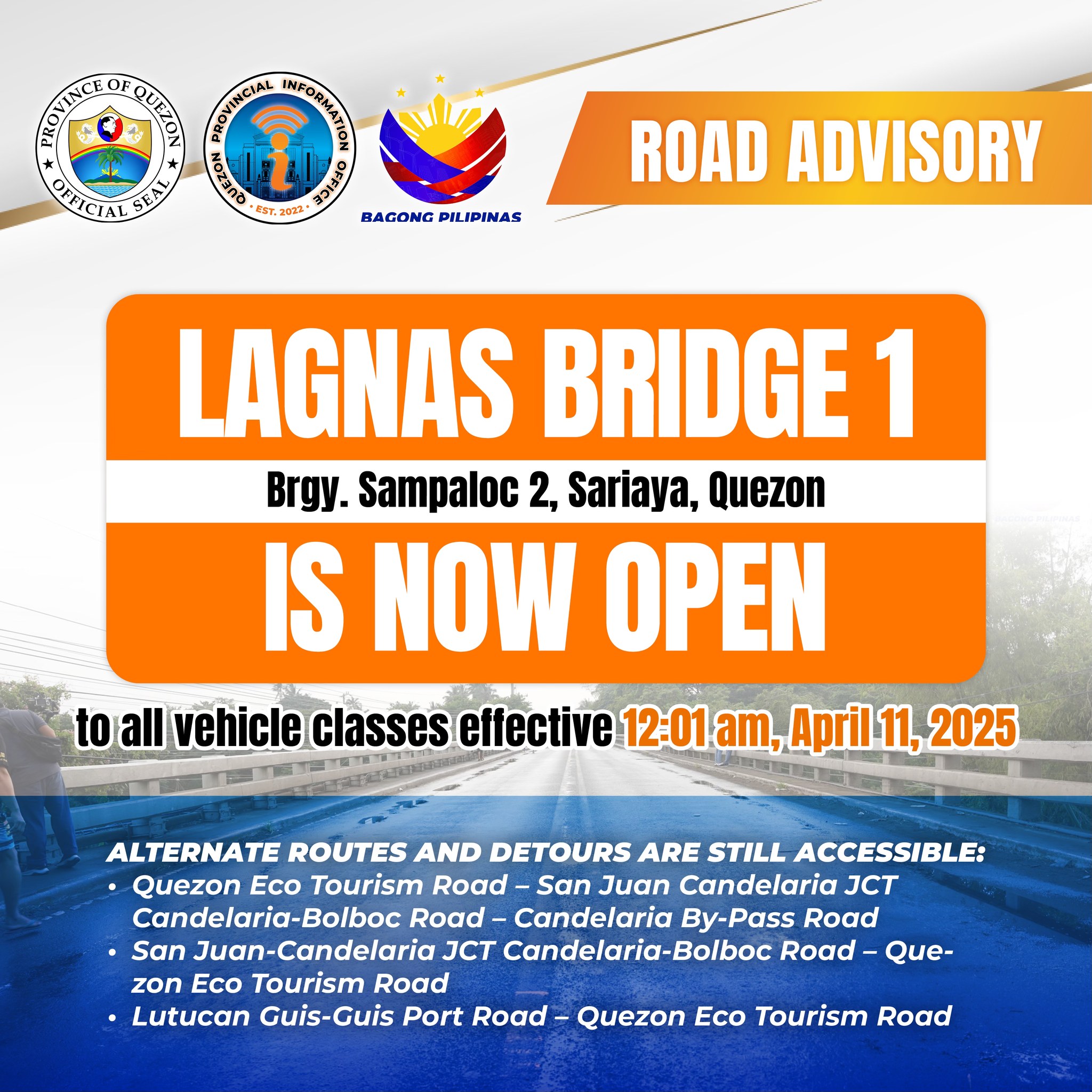 Pabatid: Lagnas Bridge 1 is Now Open | April 10, 2025
